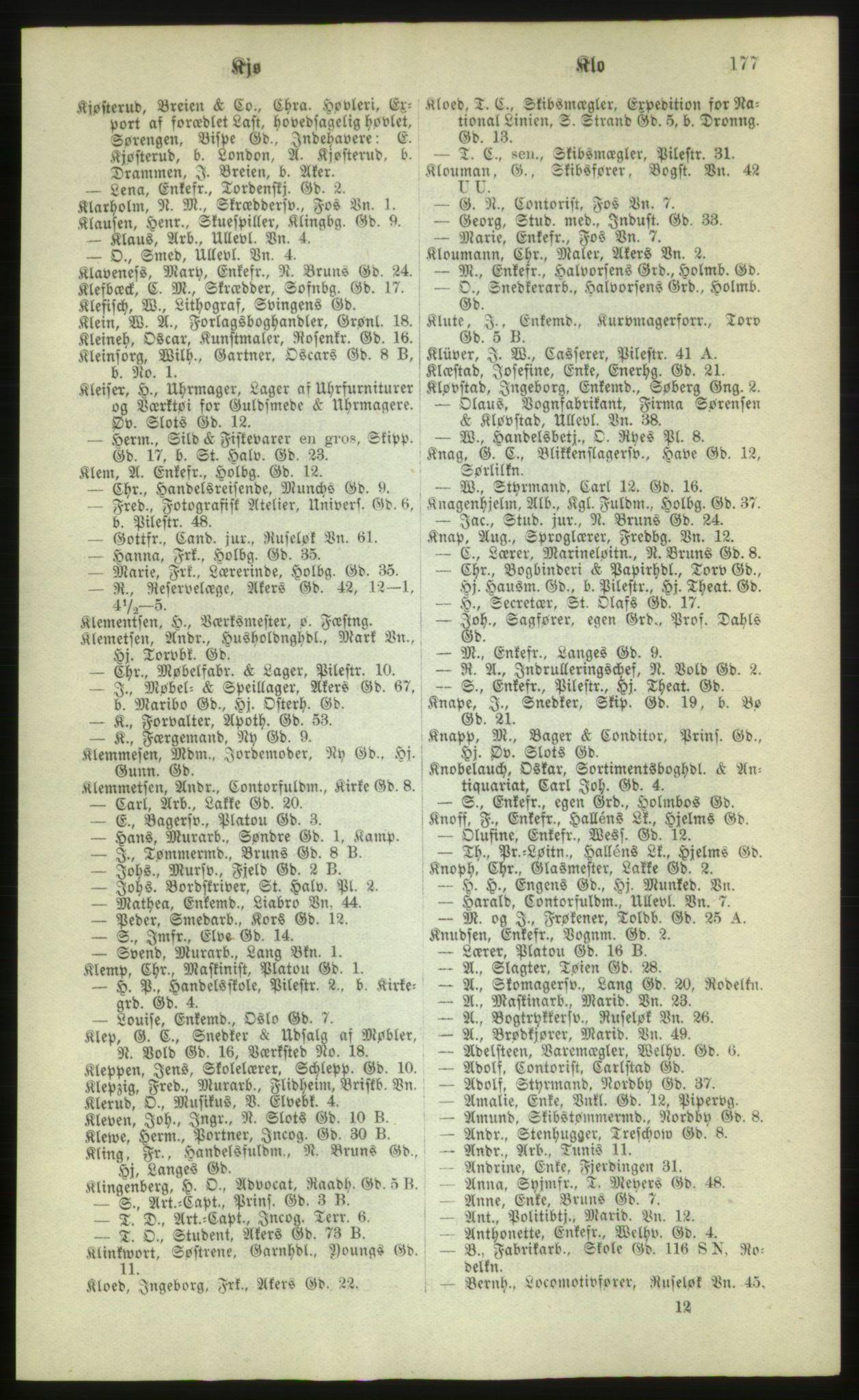 Kristiania/Oslo adressebok, PUBL/-, 1880, p. 177