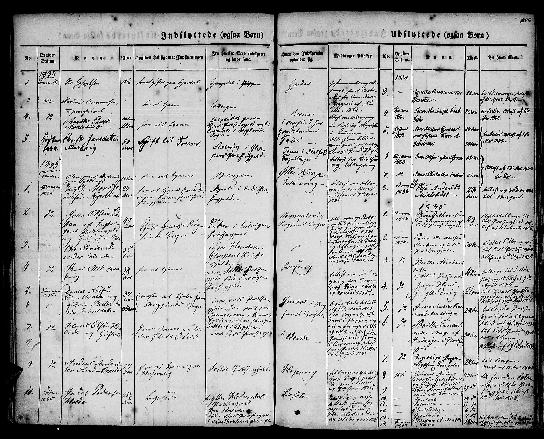 Davik sokneprestembete, SAB/A-79701/H/Haa/Haaa/L0004: Parish register (official) no. A 4, 1830-1849, p. 296