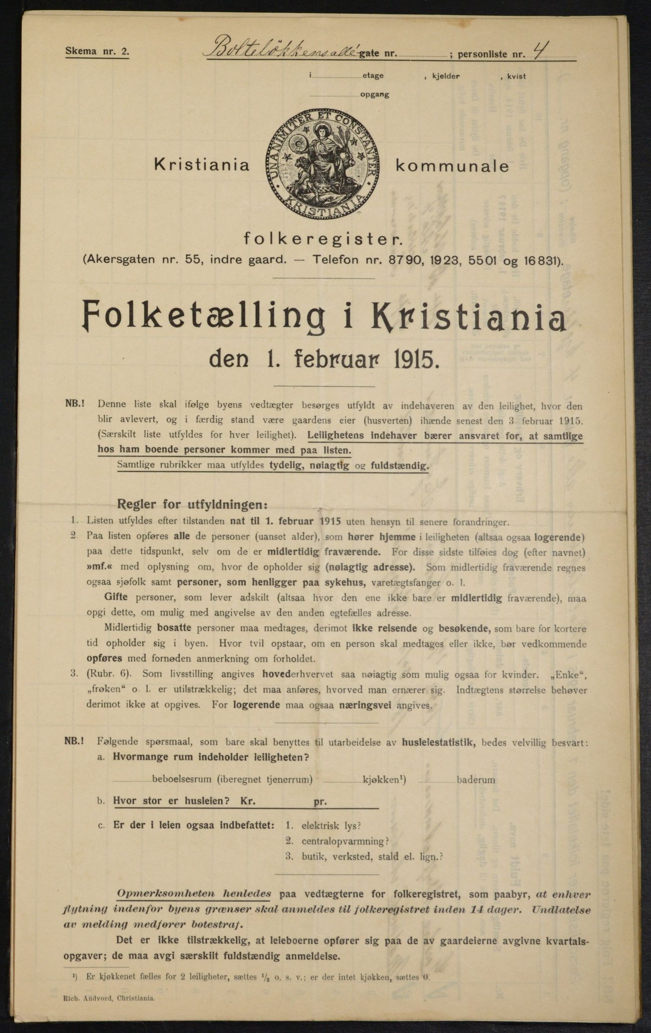 OBA, Municipal Census 1915 for Kristiania, 1915, p. 7631