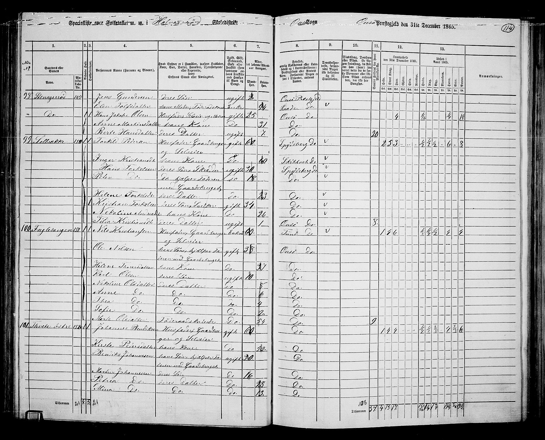 RA, 1865 census for Onsøy, 1865, p. 107