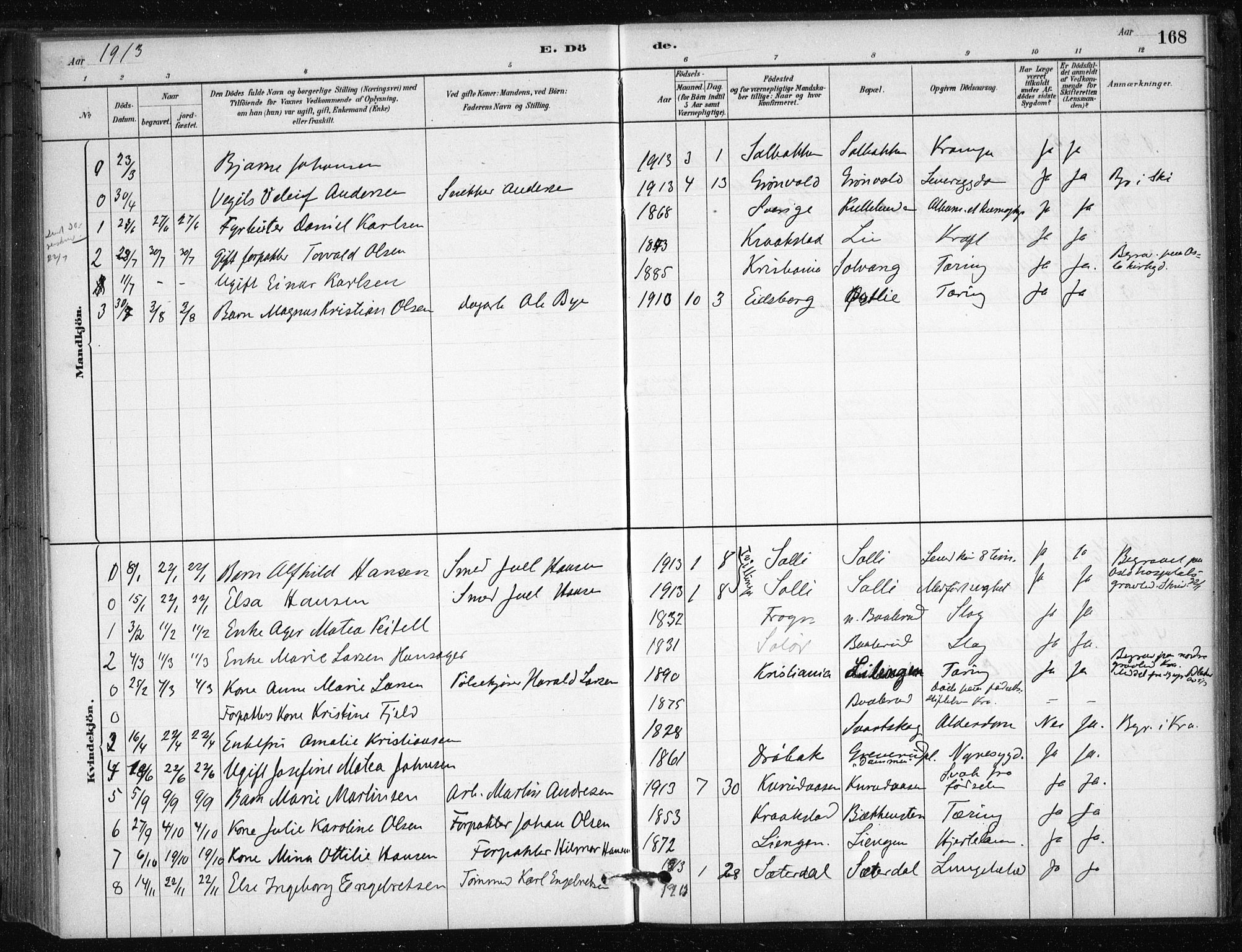 Nesodden prestekontor Kirkebøker, AV/SAO-A-10013/F/Fb/L0001: Parish register (official) no. II 1, 1880-1915, p. 168