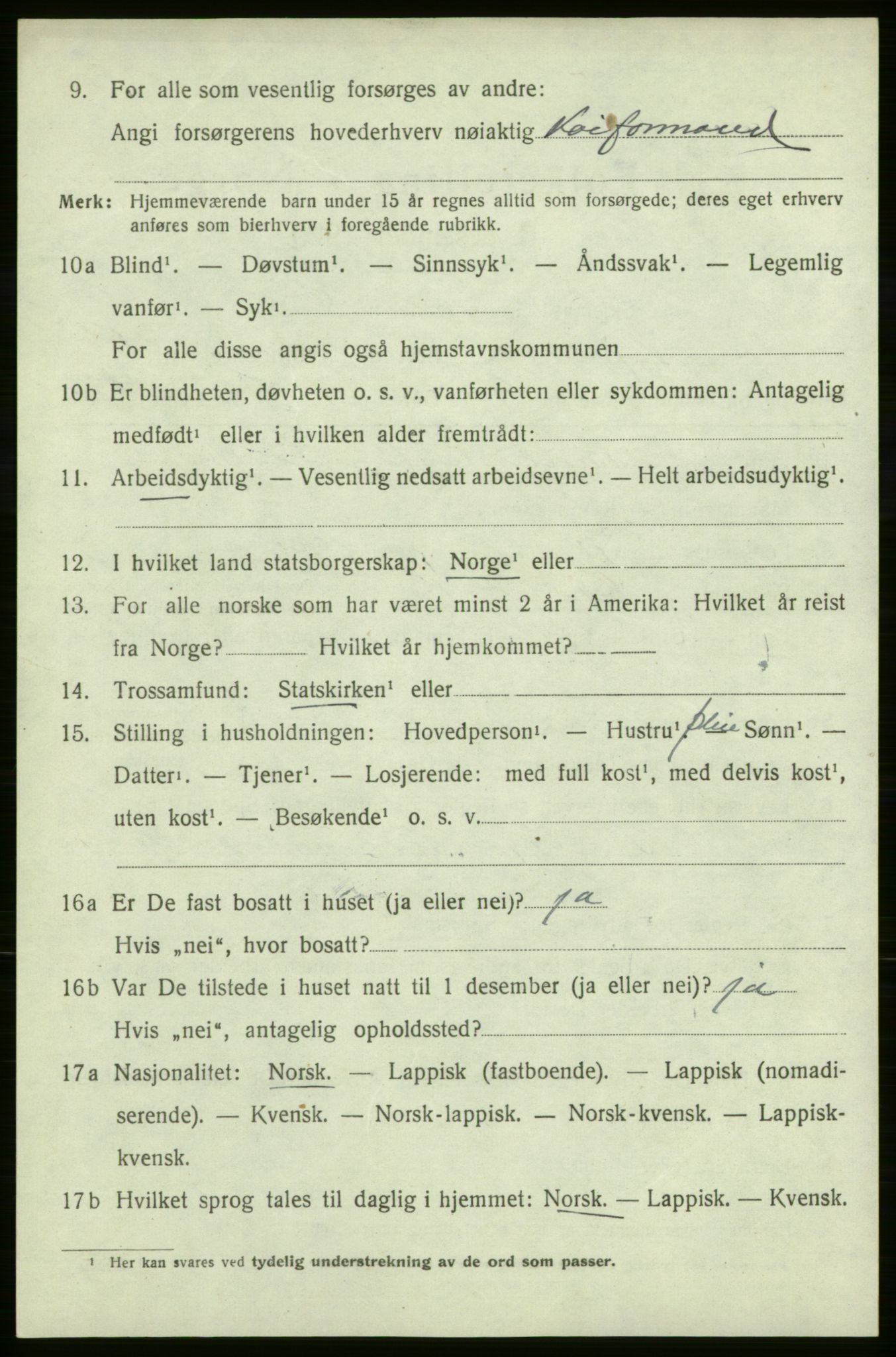 SATØ, 1920 census for Kjelvik, 1920, p. 3710