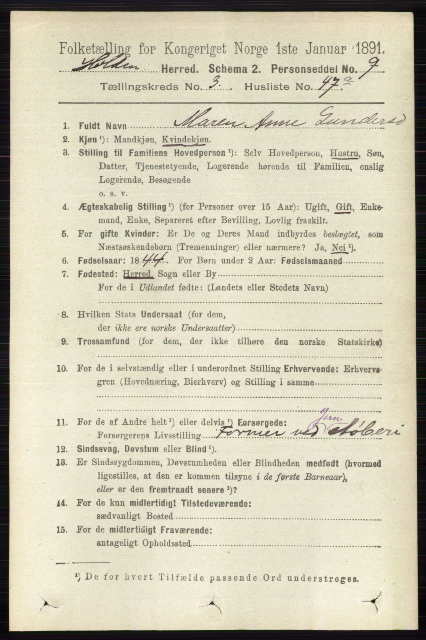 RA, 1891 census for 0819 Holla, 1891, p. 1837