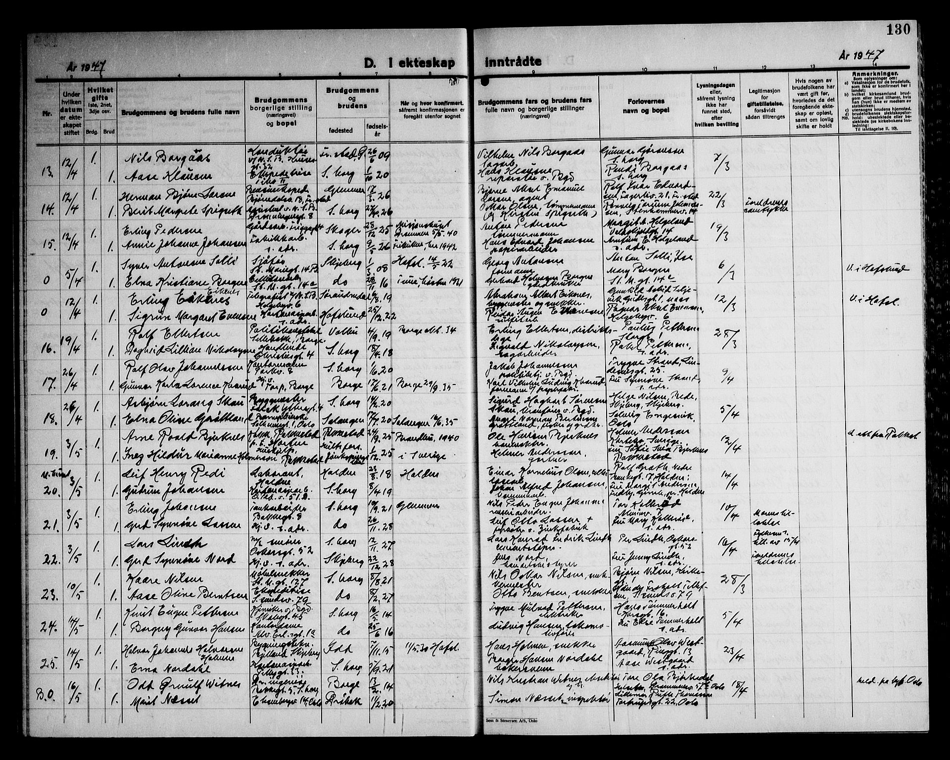 Sarpsborg prestekontor Kirkebøker, SAO/A-2006/G/Ga/L0004: Parish register (copy) no. 4, 1929-1949, p. 130