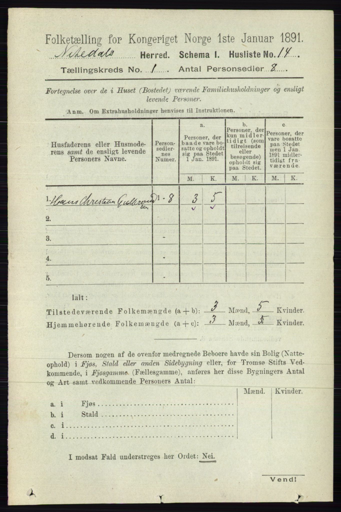 RA, 1891 census for 0233 Nittedal, 1891, p. 34