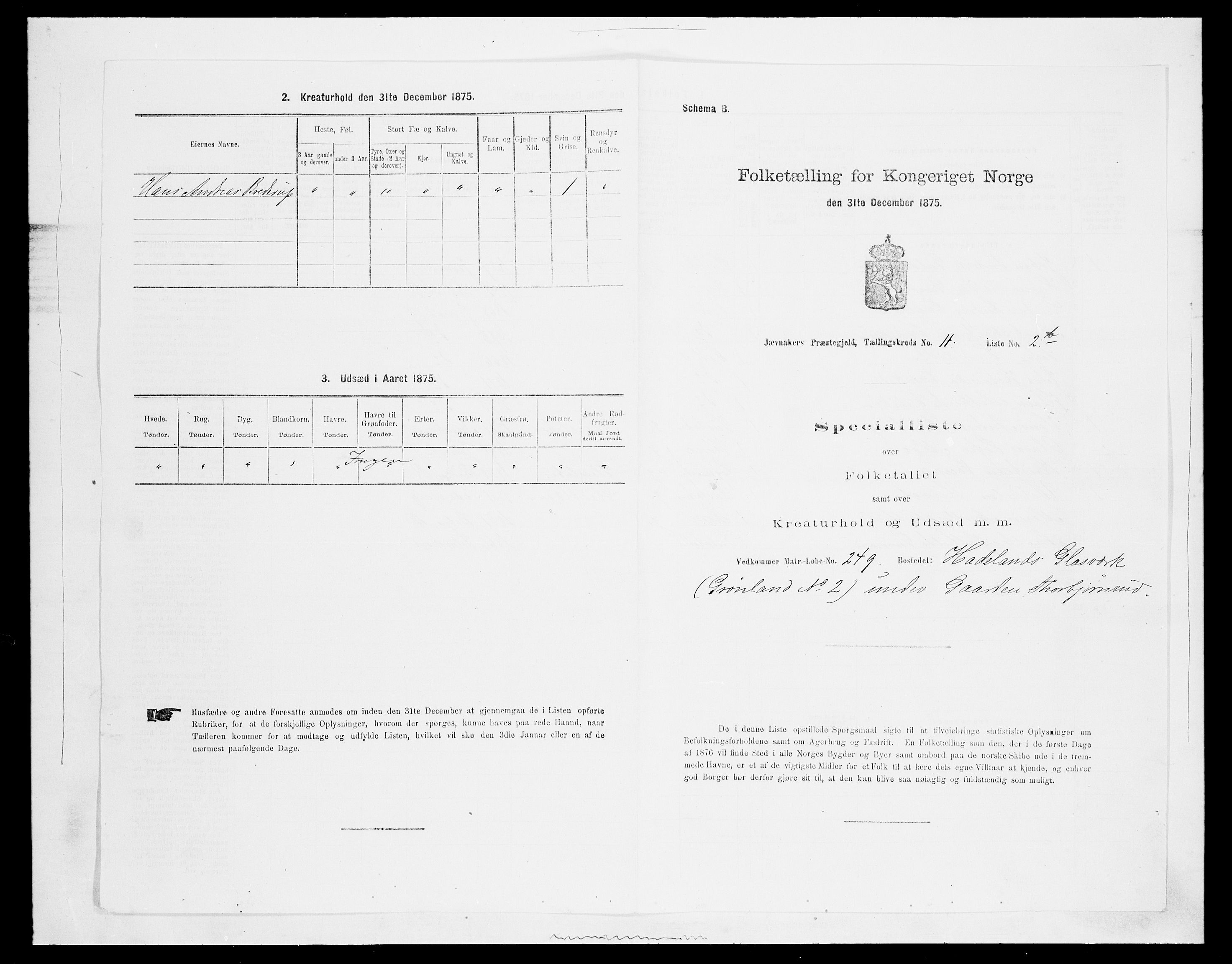 SAH, 1875 census for 0532P Jevnaker, 1875, p. 1860