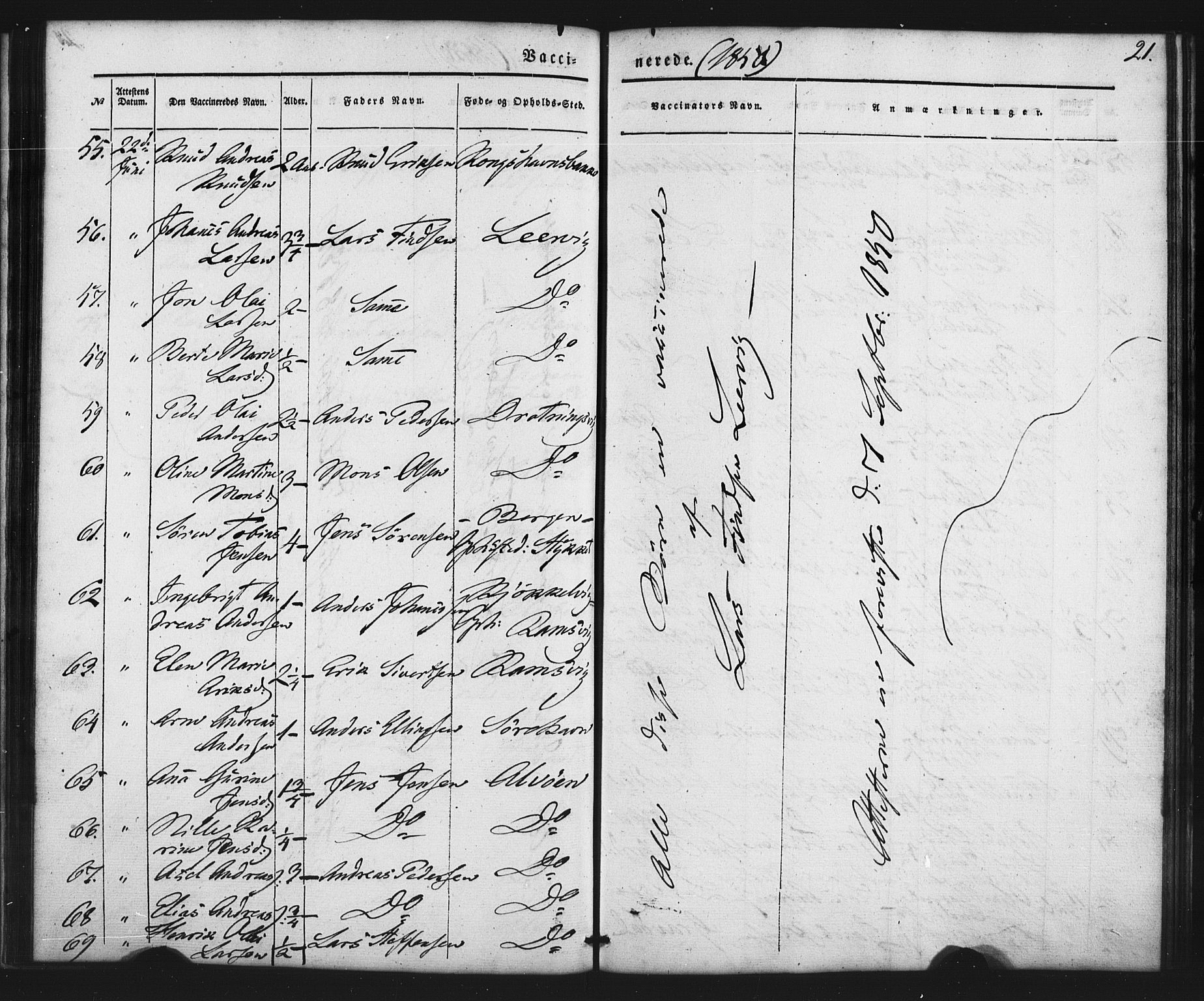 Askøy Sokneprestembete, SAB/A-74101/H/Ha/Haa/Haaa/L0011: Parish register (official) no. A 11, 1846-1856, p. 21
