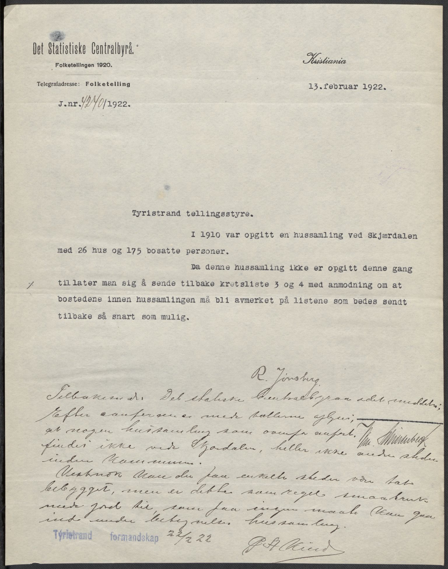 SAKO, 1920 census for Tyristrand, 1920, p. 20