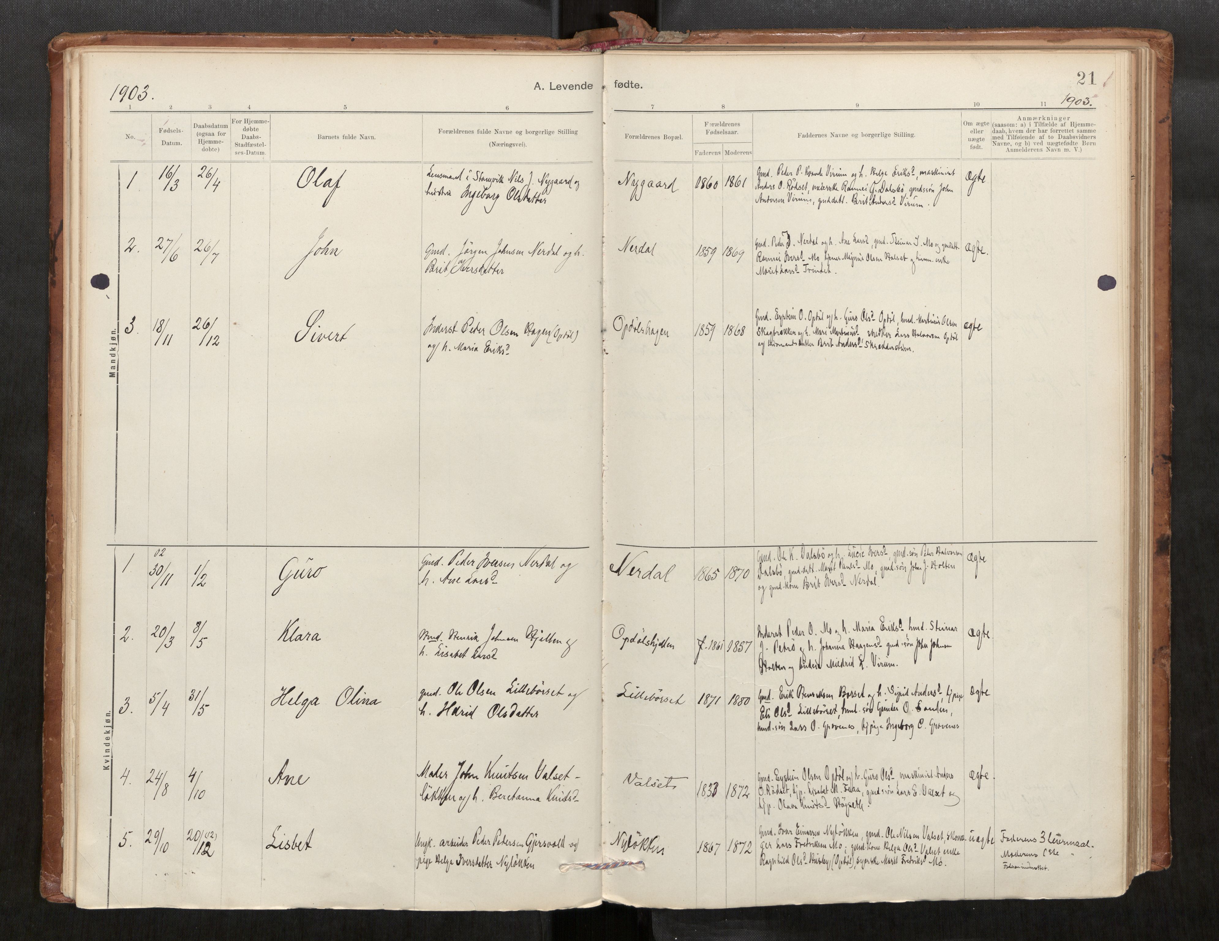 Parish register (official) no. 1, 1886-1908, p. 21