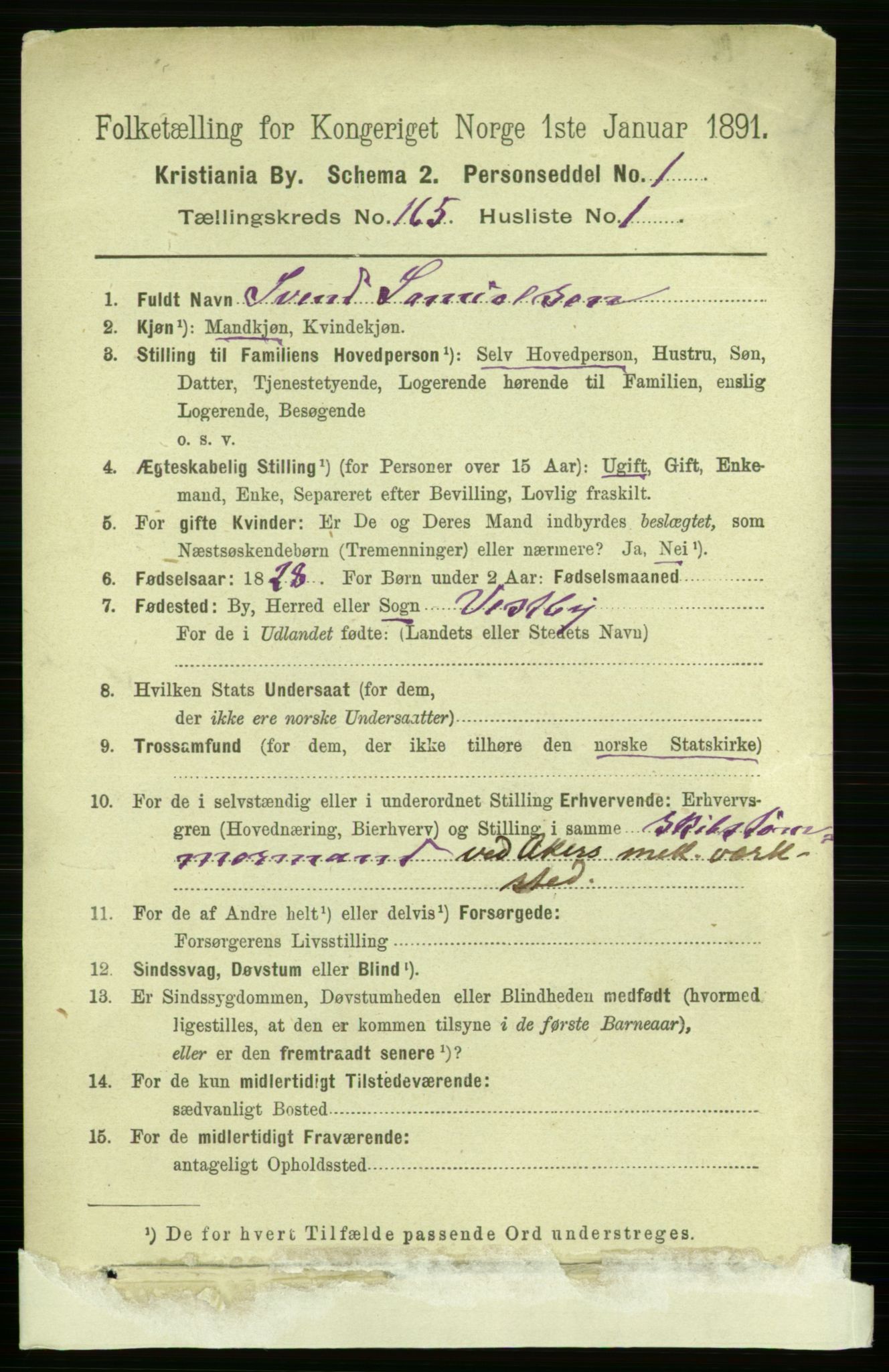 RA, 1891 census for 0301 Kristiania, 1891, p. 95344