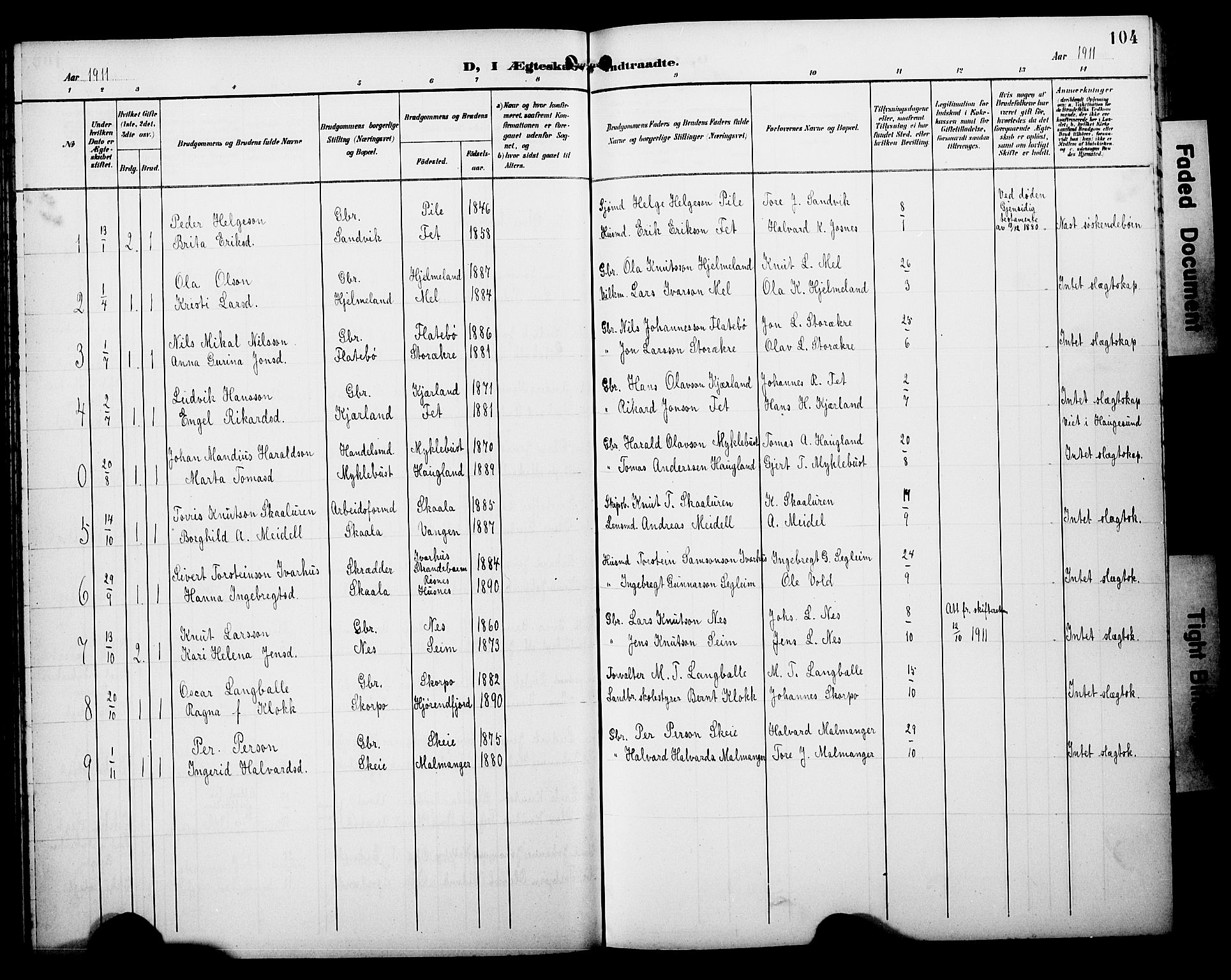 Kvinnherad sokneprestembete, SAB/A-76401/H/Hab: Parish register (copy) no. A 2A, 1901-1911, p. 104