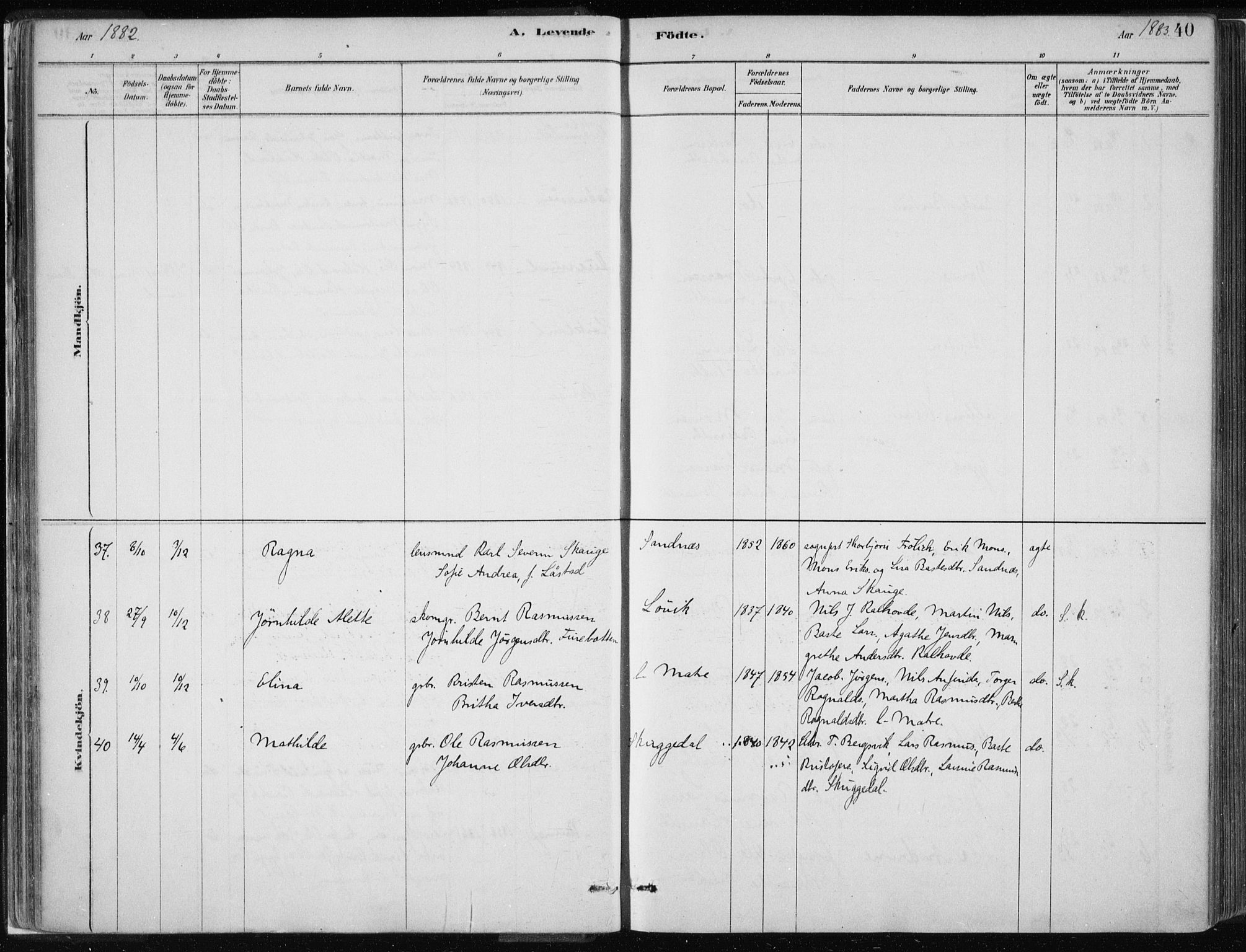 Masfjorden Sokneprestembete, SAB/A-77001: Parish register (official) no. B  1, 1876-1899, p. 40