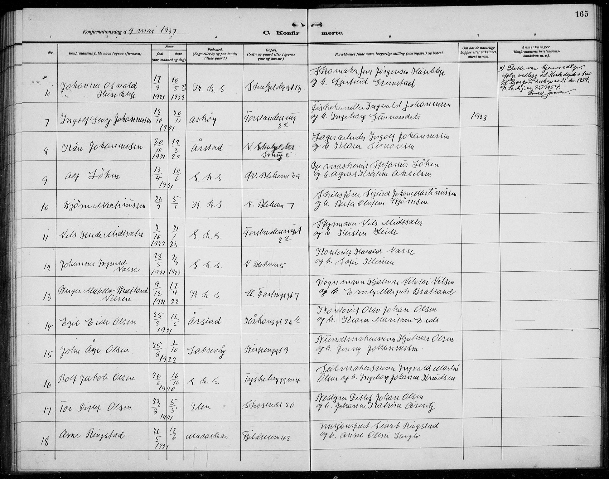 Korskirken sokneprestembete, AV/SAB-A-76101/H/Hab: Parish register (copy) no. C 6, 1918-1941, p. 165