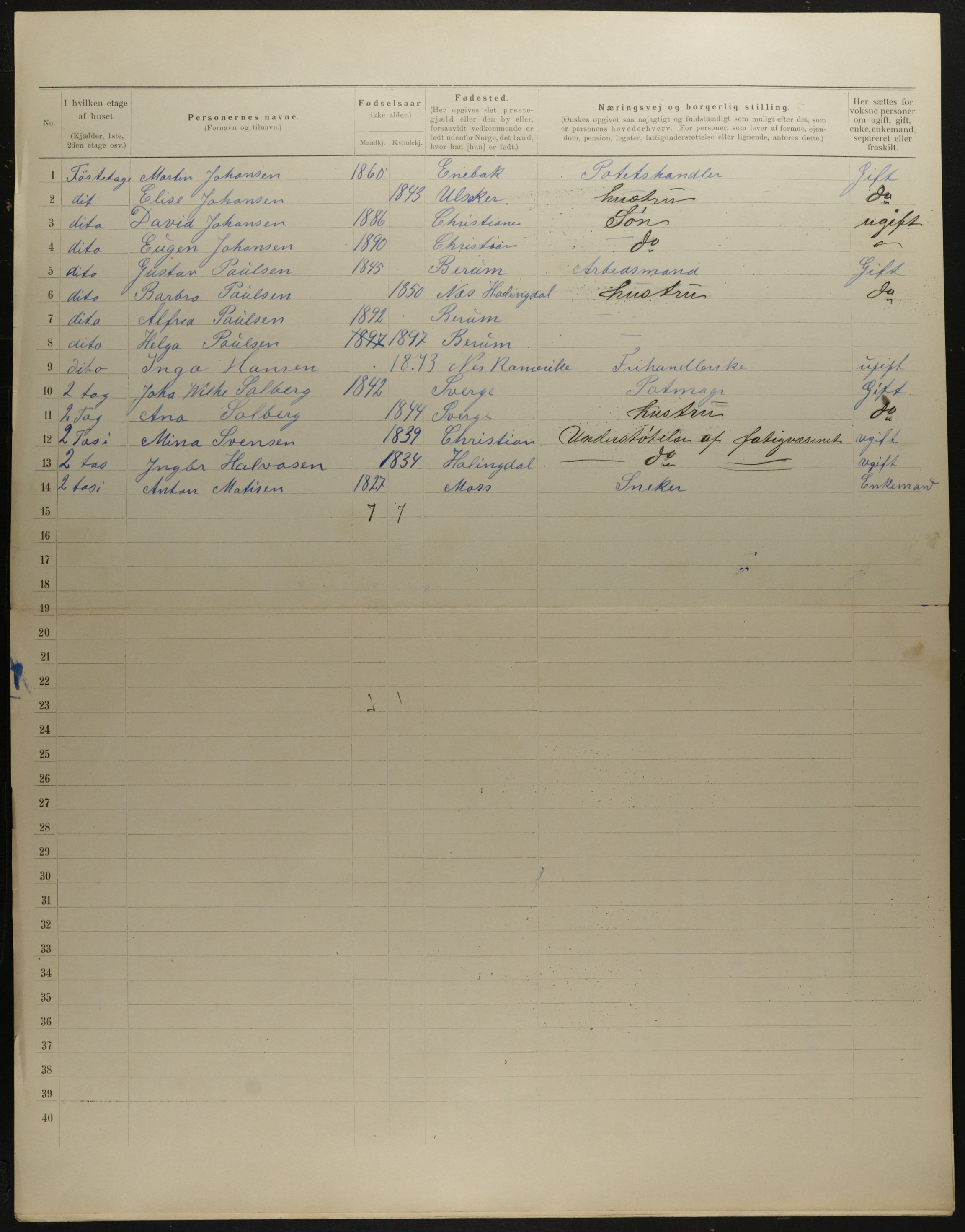 OBA, Municipal Census 1901 for Kristiania, 1901, p. 11599