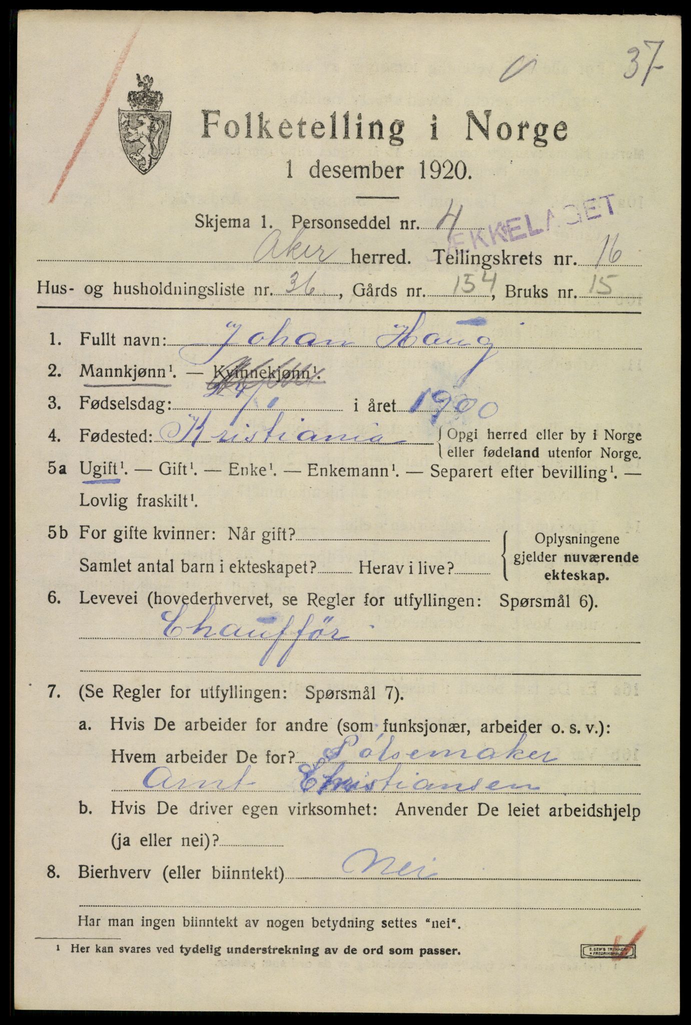 SAO, 1920 census for Aker, 1920, p. 82564