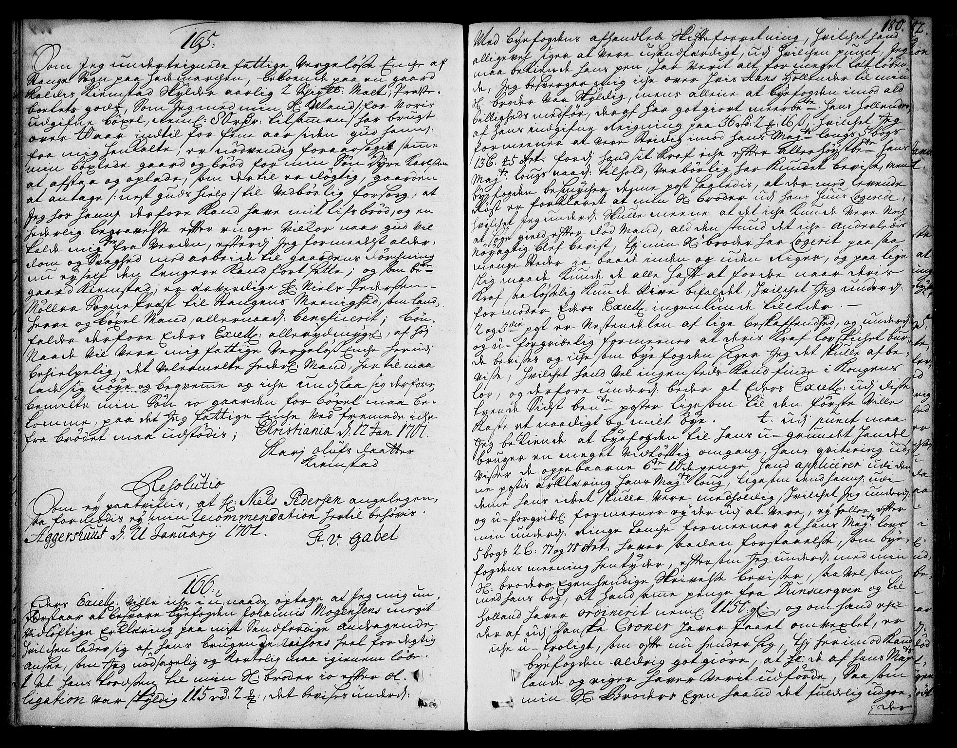 Stattholderembetet 1572-1771, AV/RA-EA-2870/Ad/L0006: Supplikasjons- og resolusjonsprotokoll, 1699-1706, p. 179b-180a