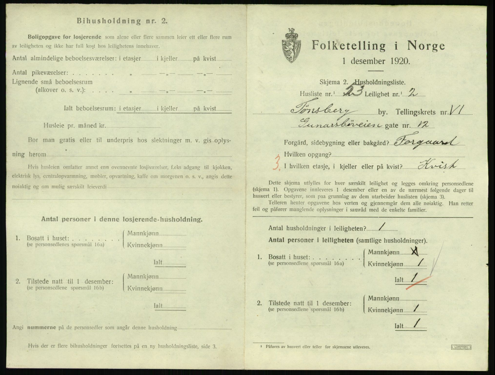 SAKO, 1920 census for Tønsberg, 1920, p. 4011