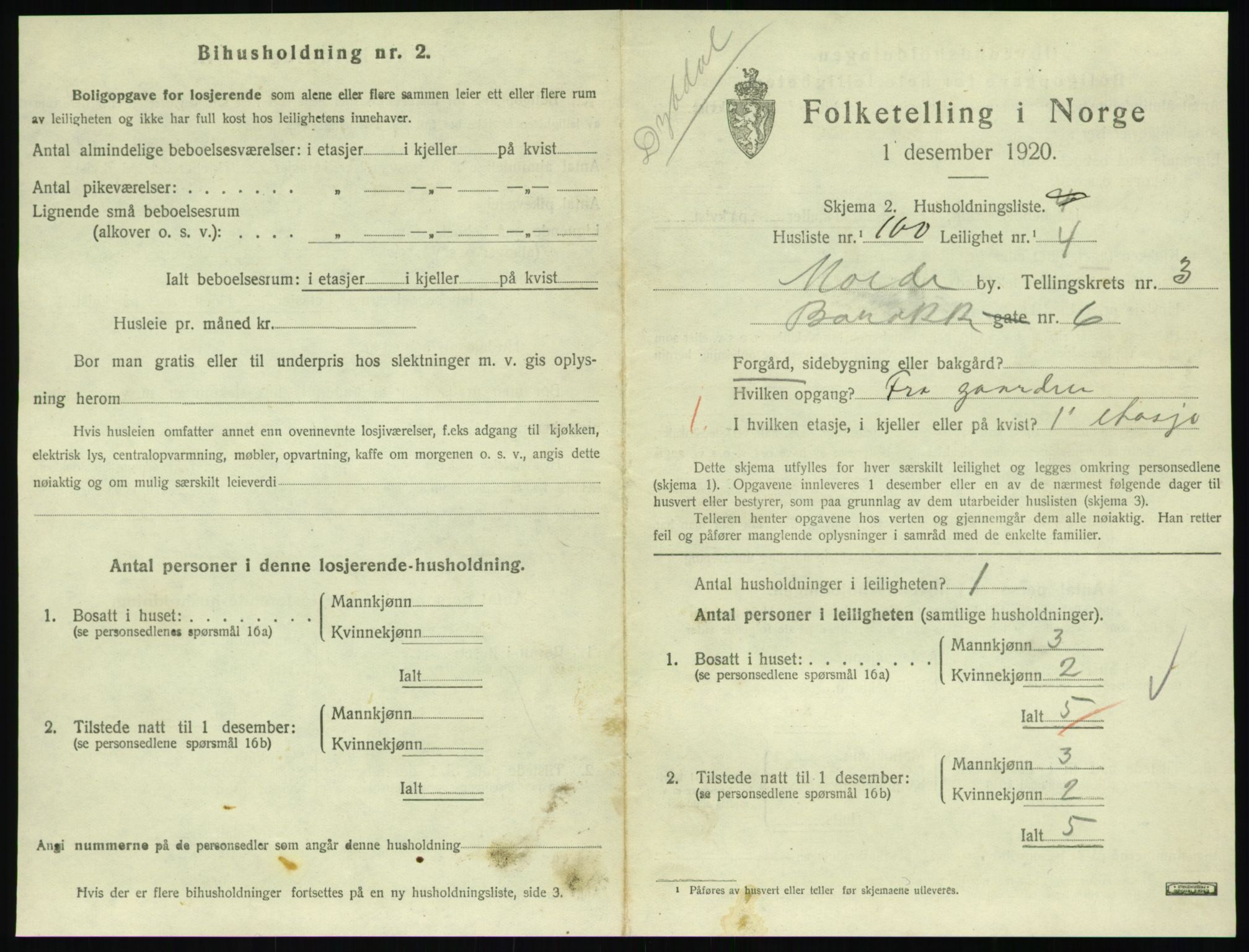 SAT, 1920 census for Molde, 1920, p. 1407