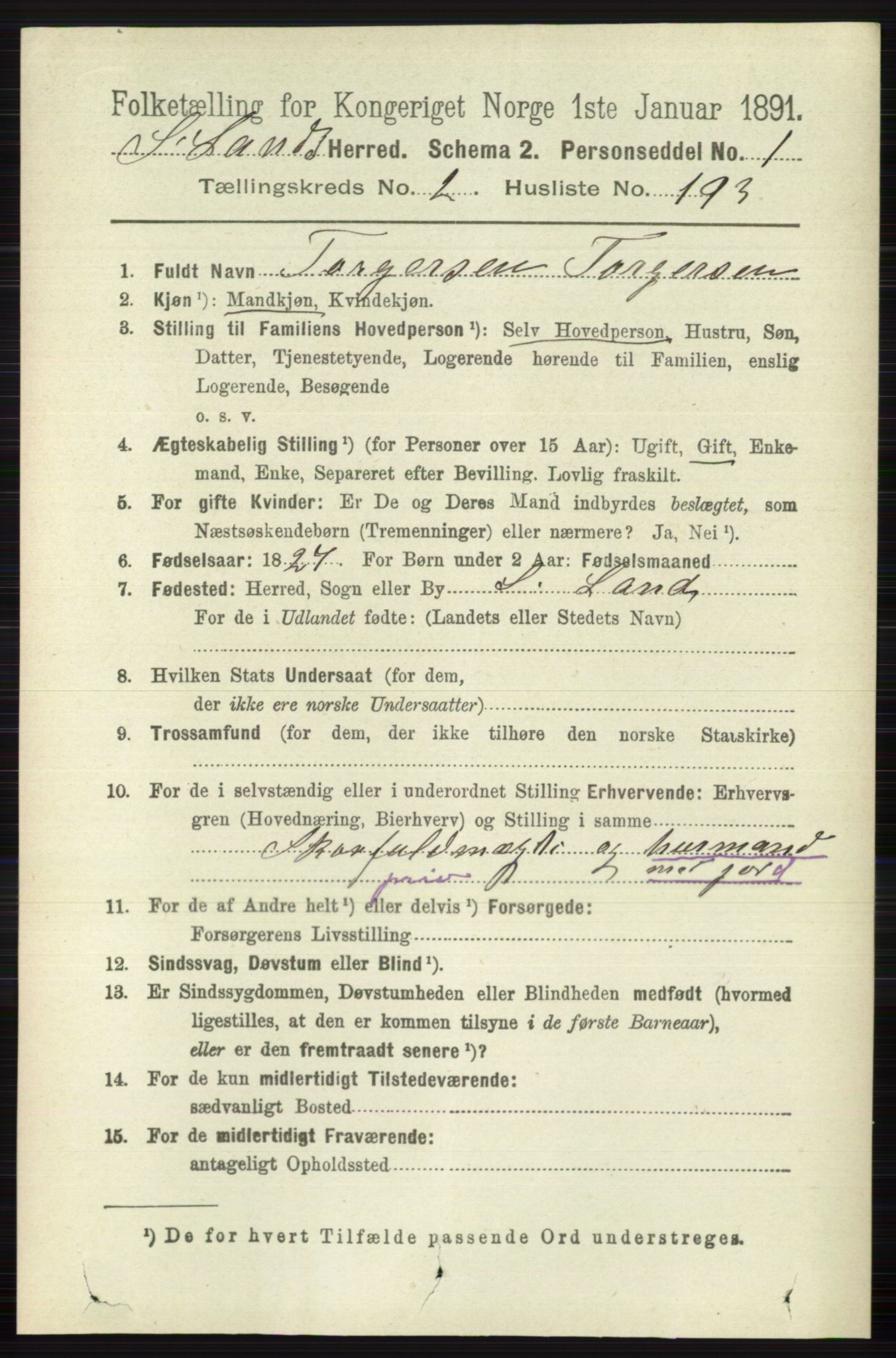 RA, 1891 census for 0536 Søndre Land, 1891, p. 2253