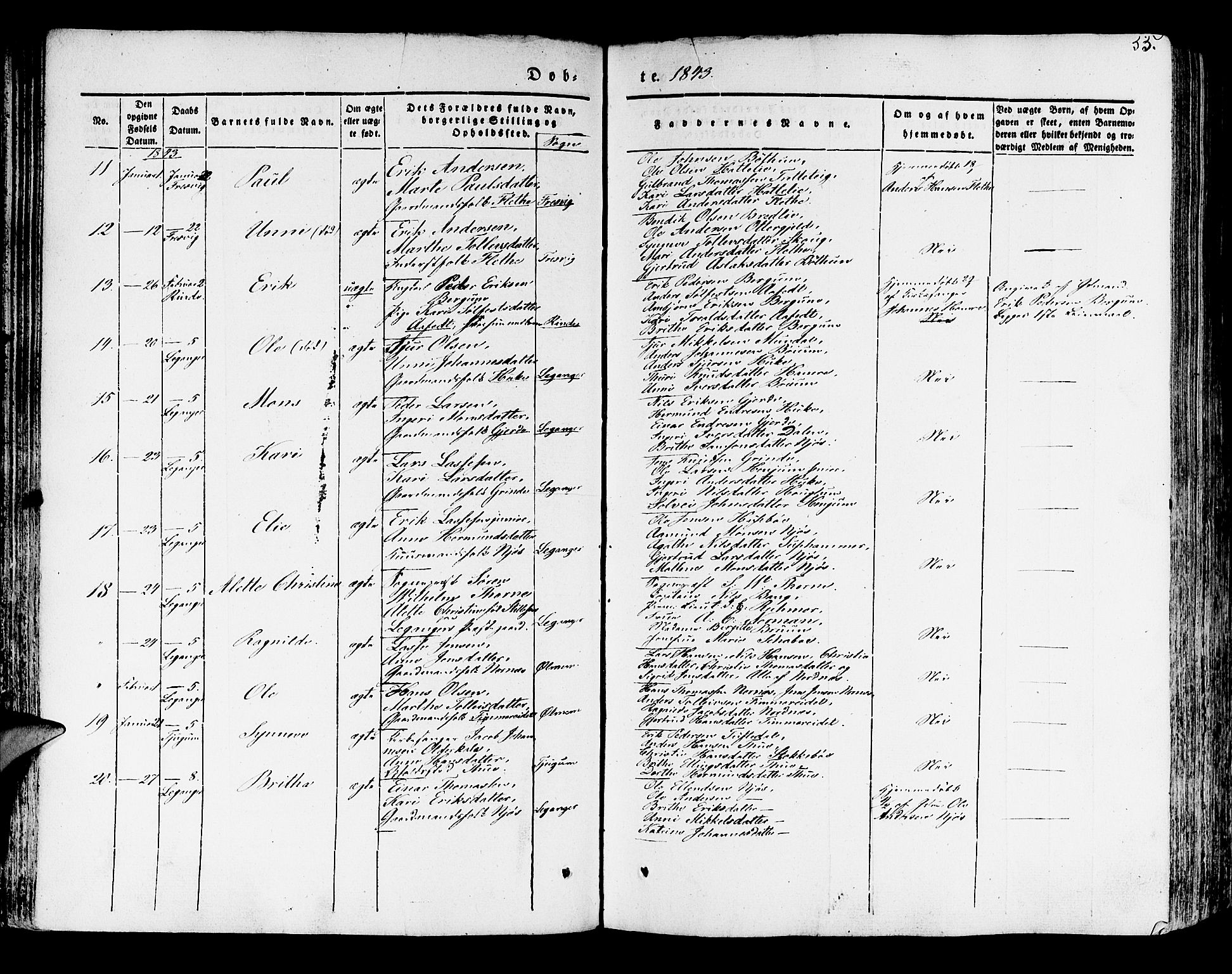 Leikanger sokneprestembete, AV/SAB-A-81001/H/Haa/Haaa/L0007: Parish register (official) no. A 7, 1838-1851, p. 55