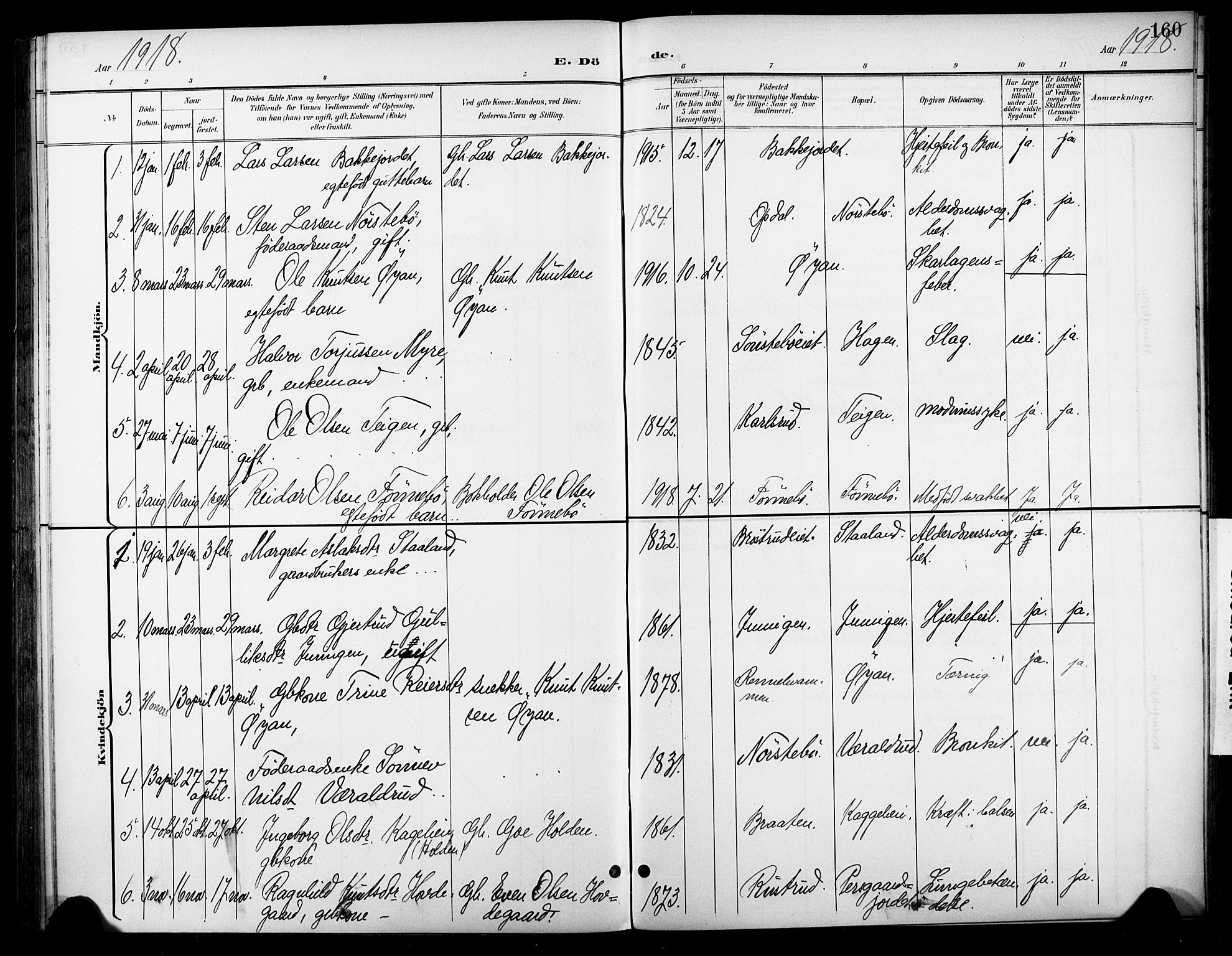 Nore kirkebøker, SAKO/A-238/F/Fc/L0005: Parish register (official) no. III 5, 1898-1922, p. 160