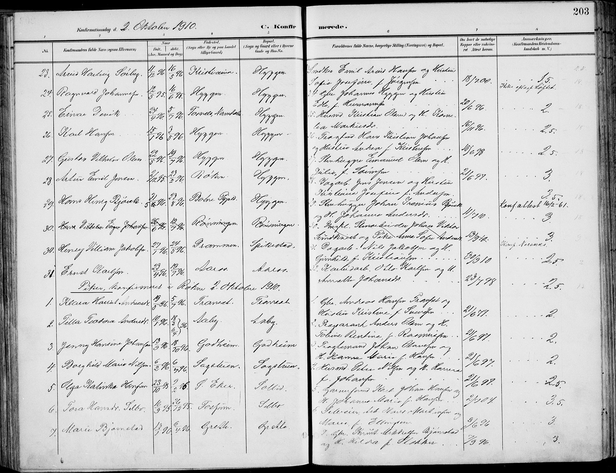 Røyken kirkebøker, AV/SAKO-A-241/F/Fa/L0009: Parish register (official) no. 9, 1898-1911, p. 203