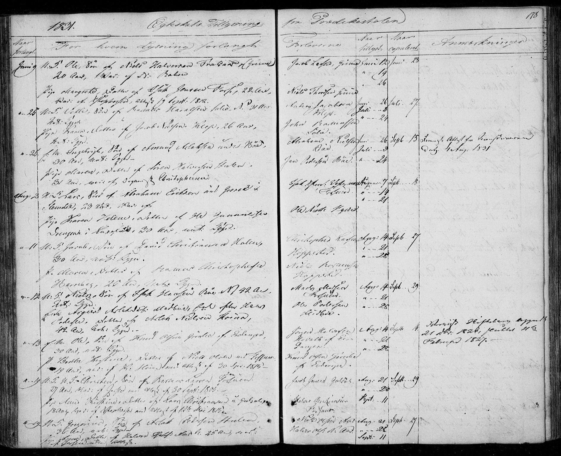 Gjerpen kirkebøker, AV/SAKO-A-265/F/Fa/L0005: Parish register (official) no. I 5, 1823-1829, p. 178