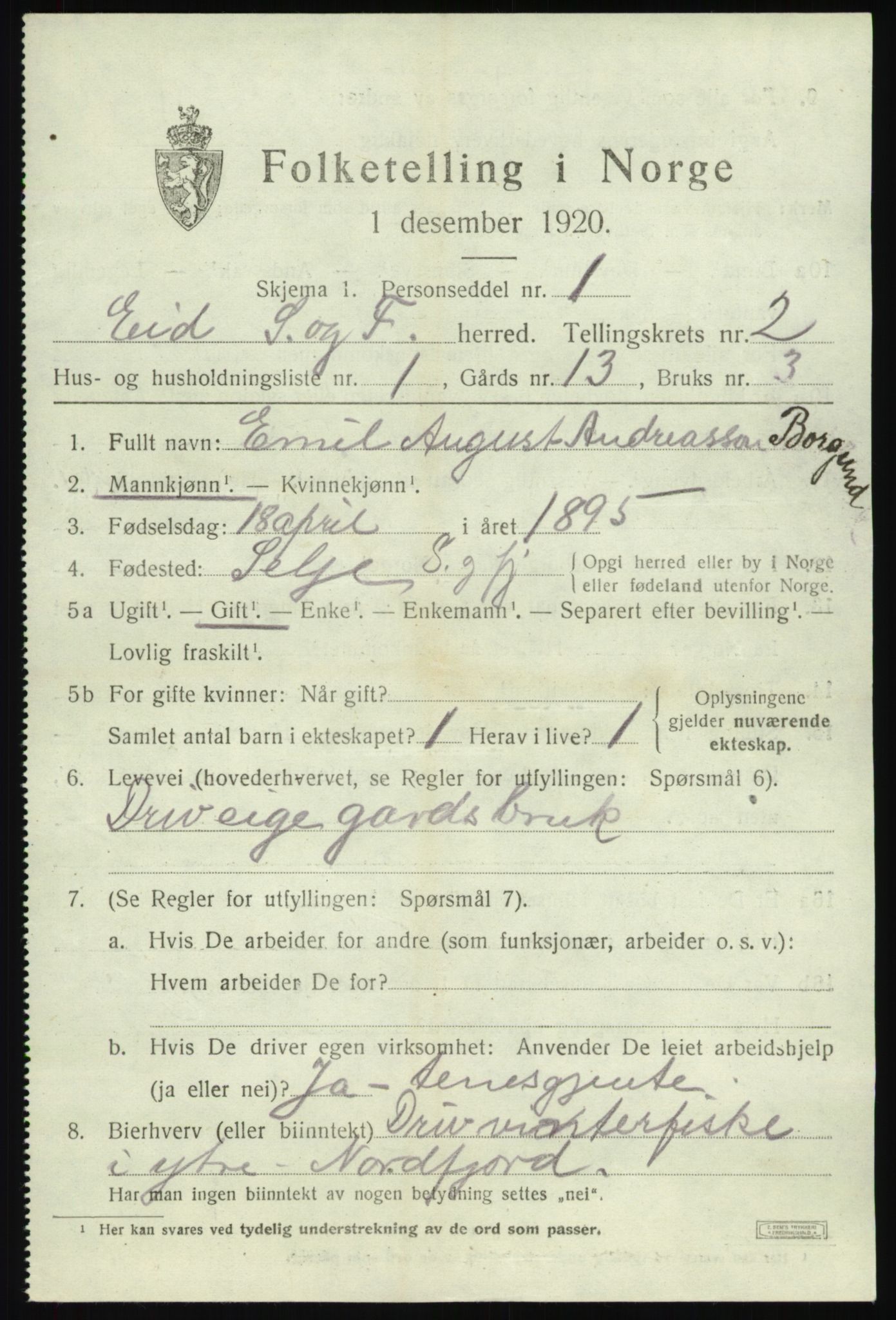 SAB, 1920 census for Eid, 1920, p. 1468