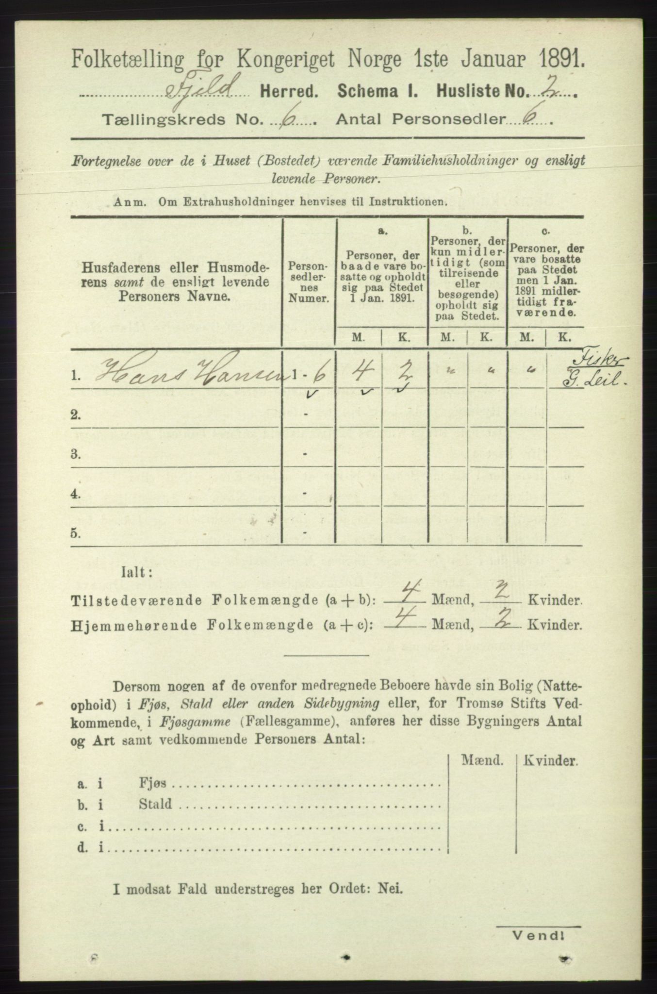 RA, 1891 census for 1246 Fjell, 1891, p. 2942