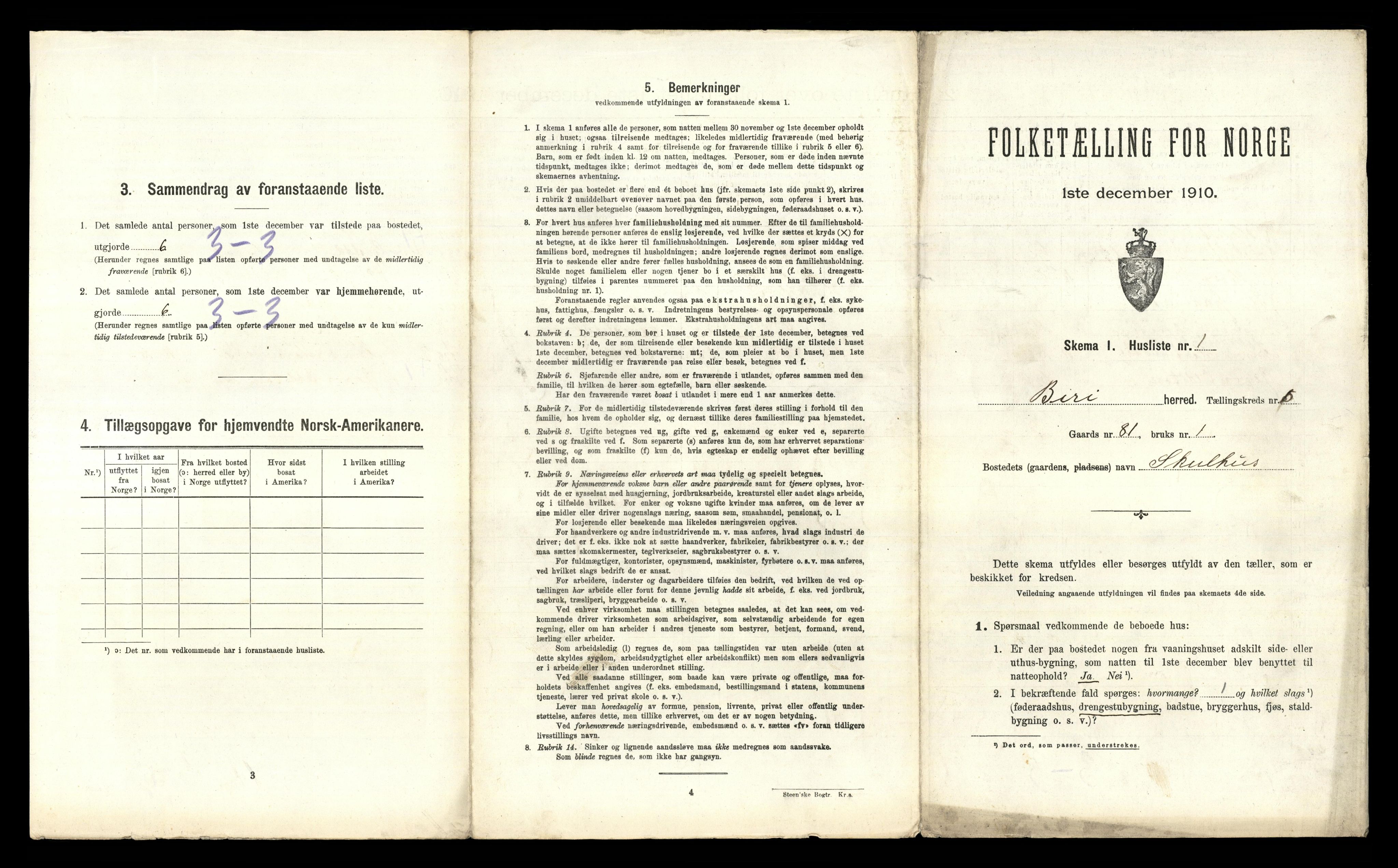 RA, 1910 census for Biri, 1910, p. 829