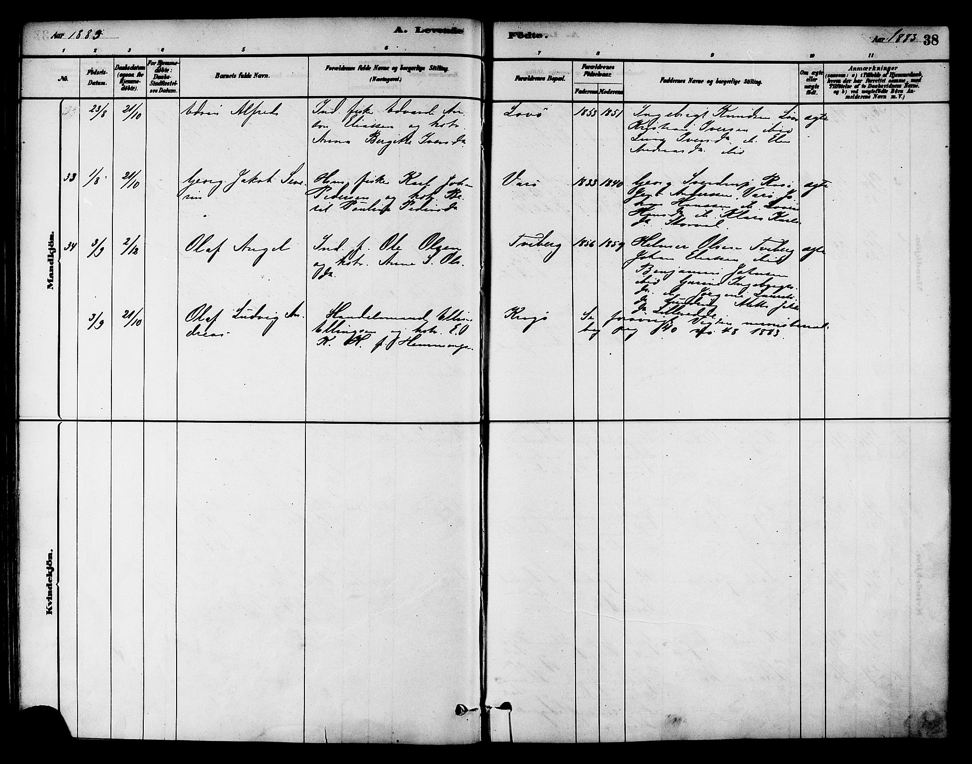 Ministerialprotokoller, klokkerbøker og fødselsregistre - Nord-Trøndelag, SAT/A-1458/784/L0672: Parish register (official) no. 784A07, 1880-1887, p. 38
