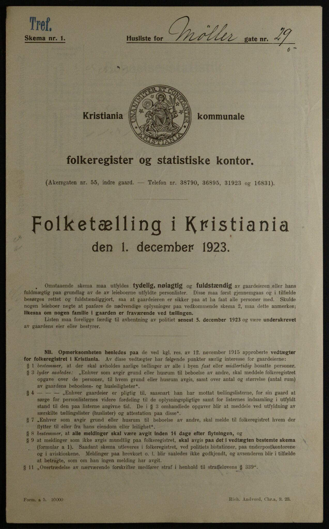 OBA, Municipal Census 1923 for Kristiania, 1923, p. 75651