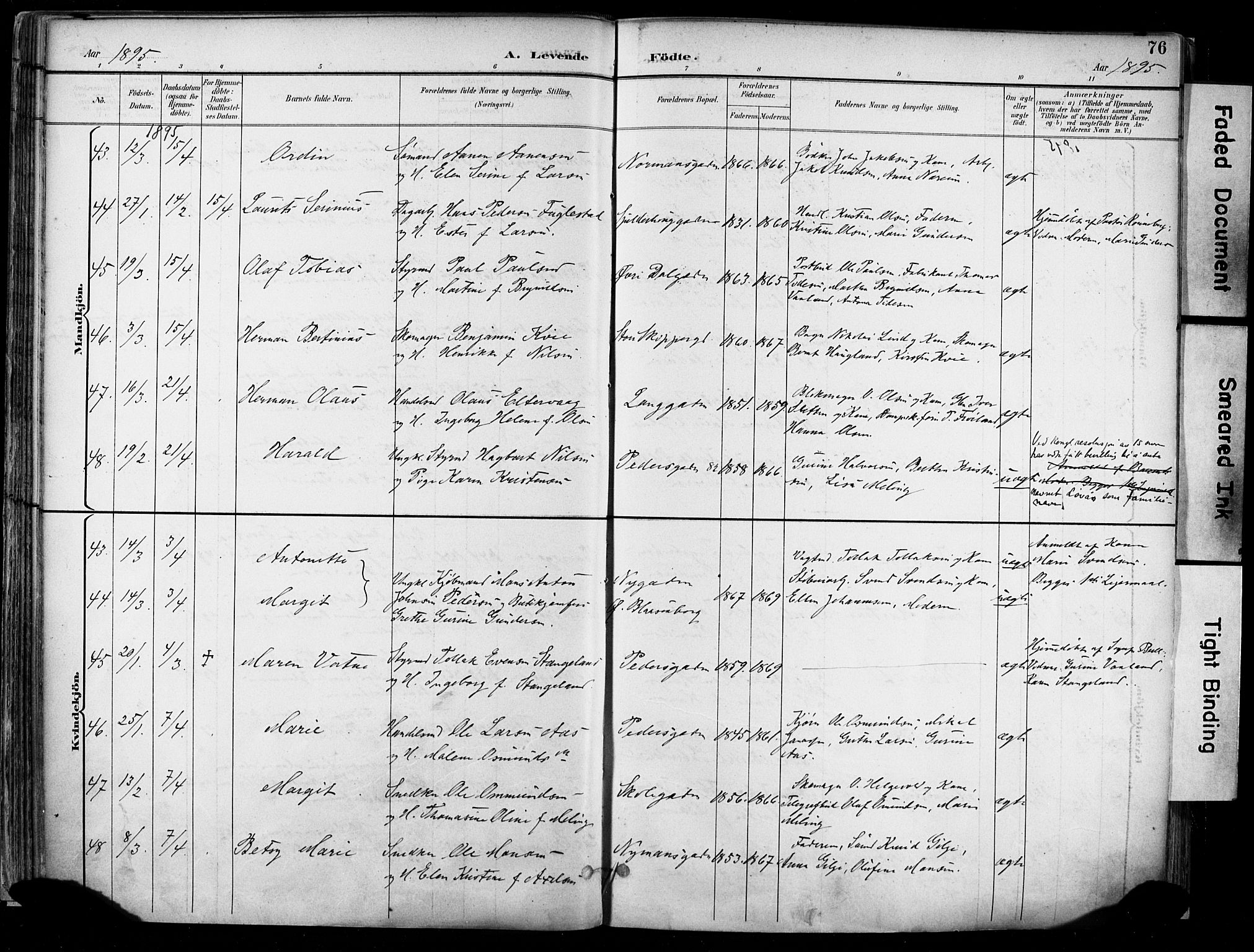 St. Johannes sokneprestkontor, AV/SAST-A-101814/001/30/30BA/L0004: Parish register (official) no. A 4, 1891-1899, p. 76