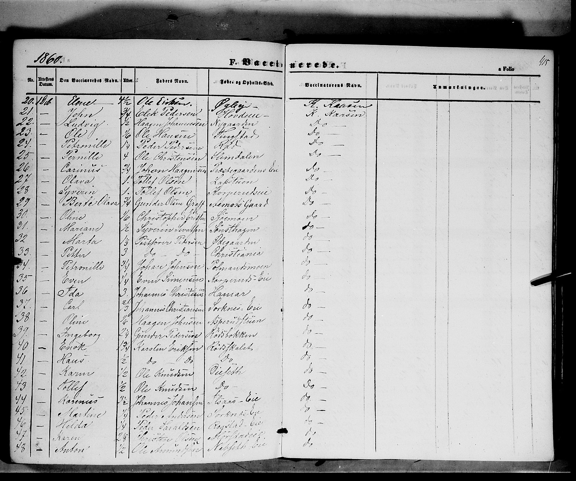 Åmot prestekontor, Hedmark, AV/SAH-PREST-056/H/Ha/Haa/L0006: Parish register (official) no. 6, 1842-1861, p. 415