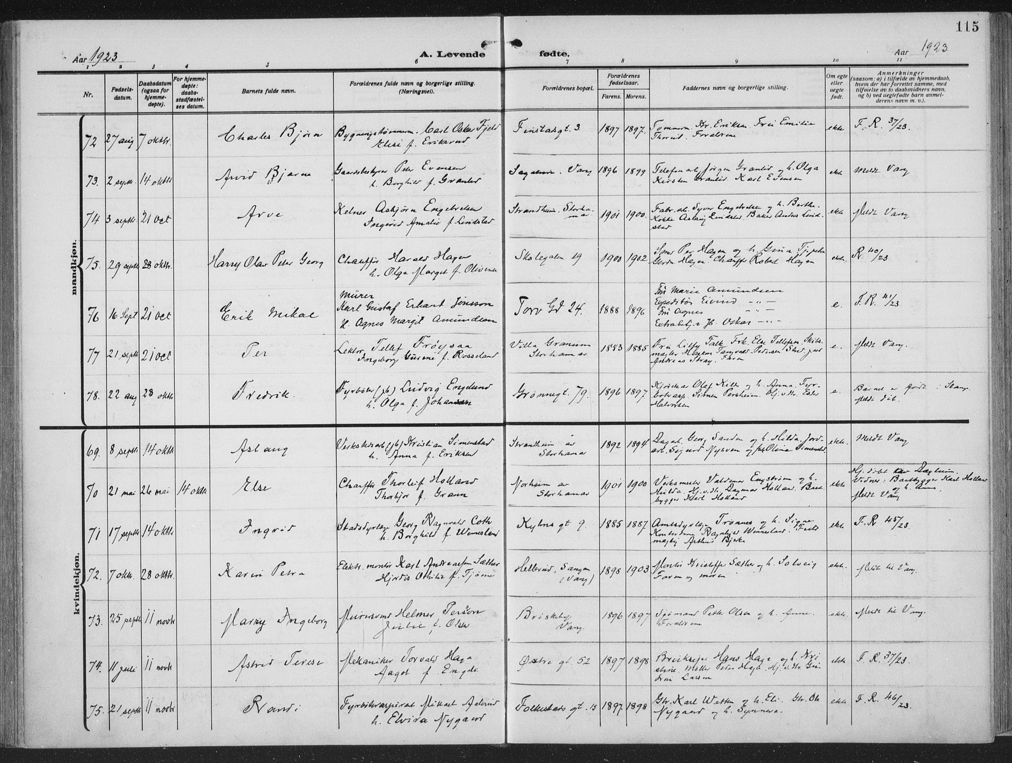 Hamar prestekontor, AV/SAH-DOMPH-002/H/Ha/Haa/L0002: Parish register (official) no. 2, 1915-1936, p. 115