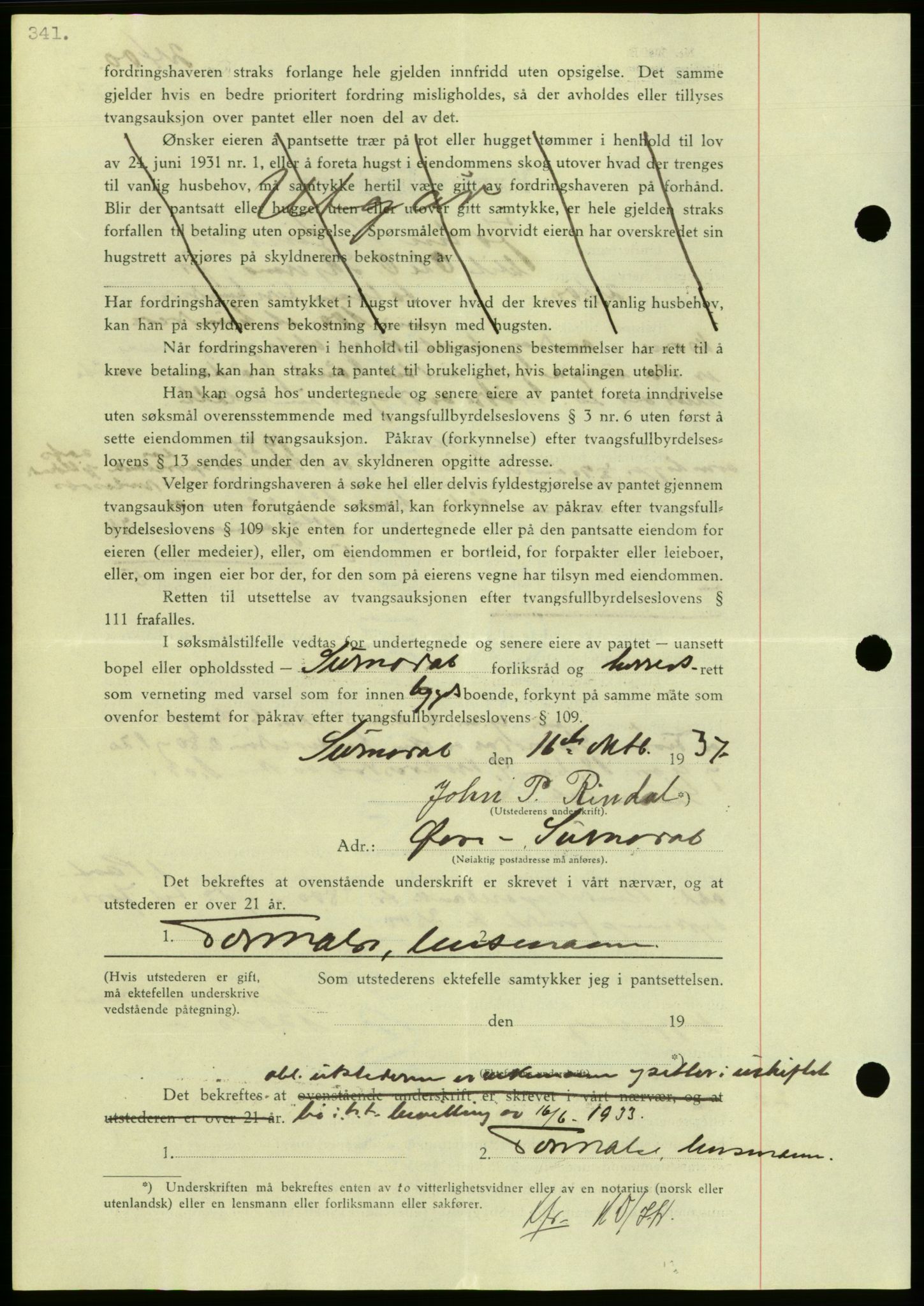 Nordmøre sorenskriveri, AV/SAT-A-4132/1/2/2Ca/L0092: Mortgage book no. B82, 1937-1938, Diary no: : 2878/1937