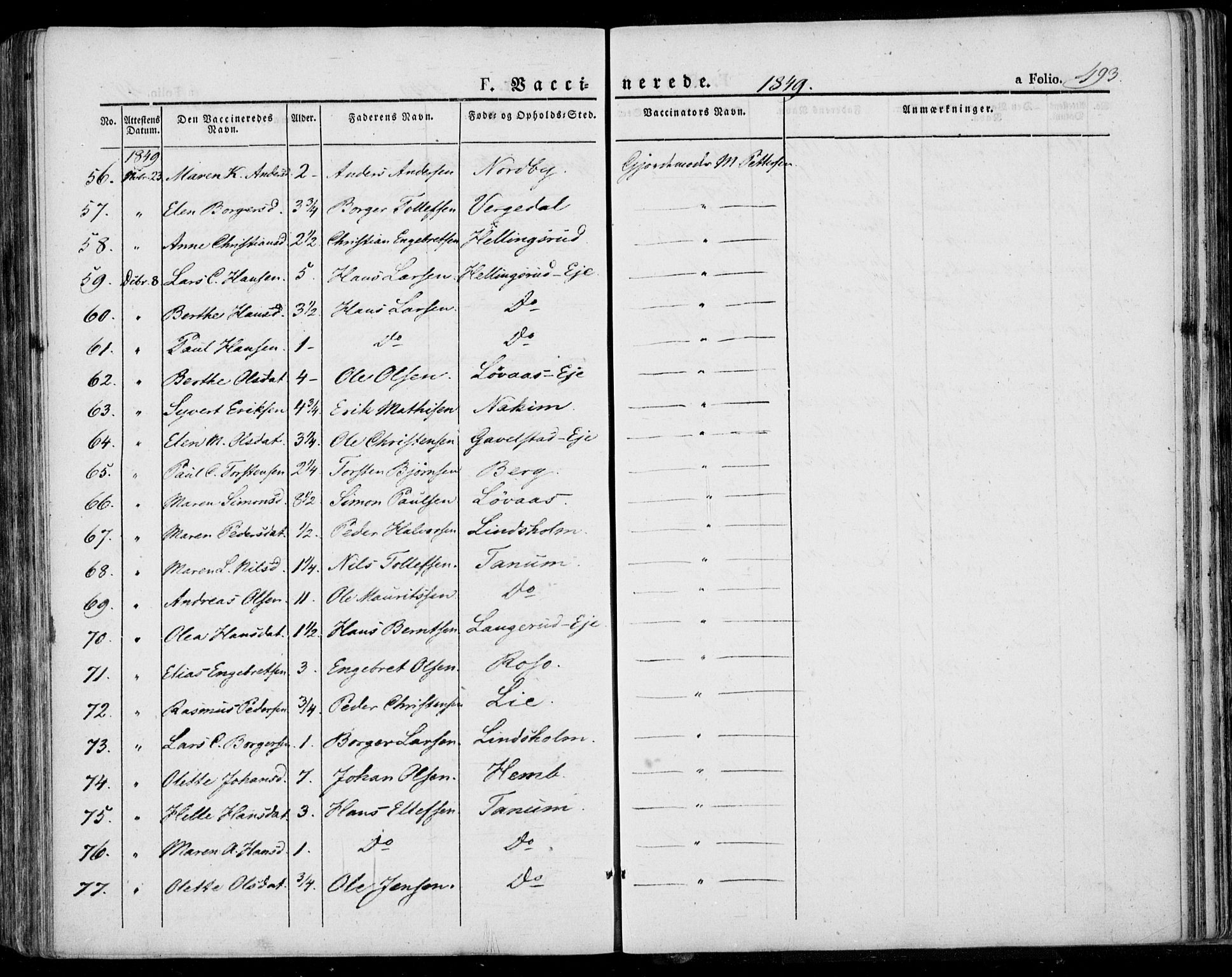 Lardal kirkebøker, AV/SAKO-A-350/F/Fa/L0006: Parish register (official) no. I 6, 1835-1860, p. 493