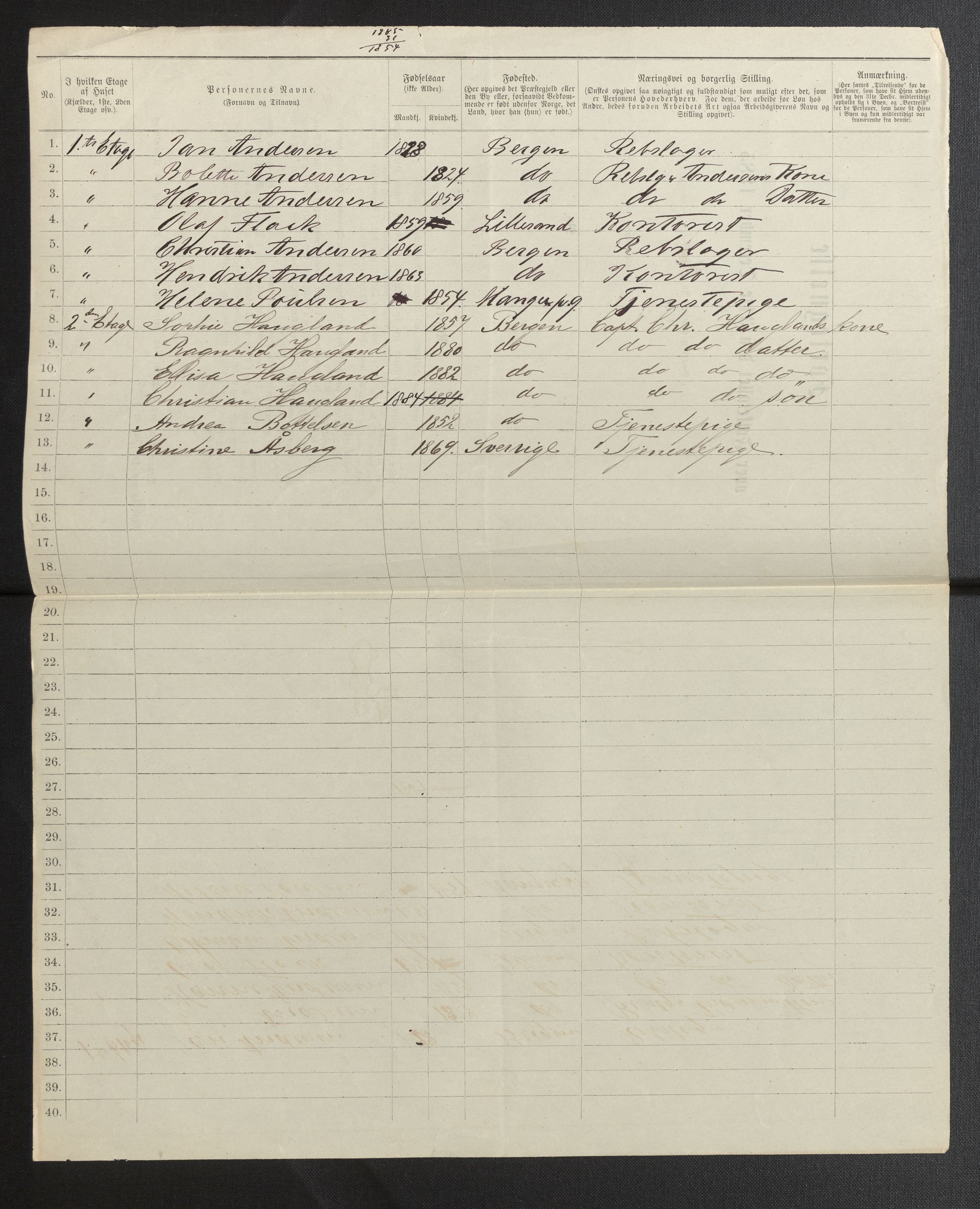 SAB, 1885 census for 1301 Bergen, 1885, p. 2127