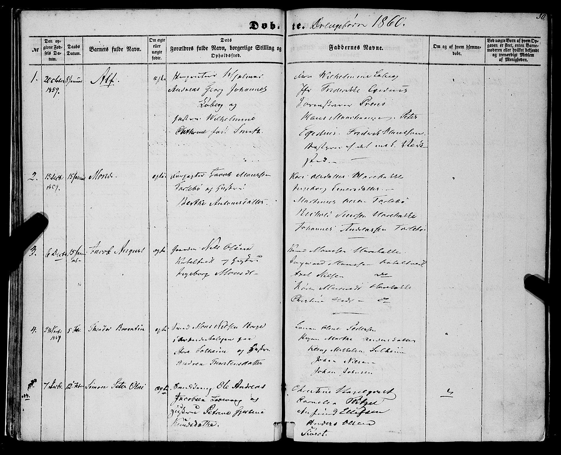 St. Jørgens hospital og Årstad sokneprestembete, AV/SAB-A-99934: Parish register (official) no. A 5, 1857-1869, p. 30