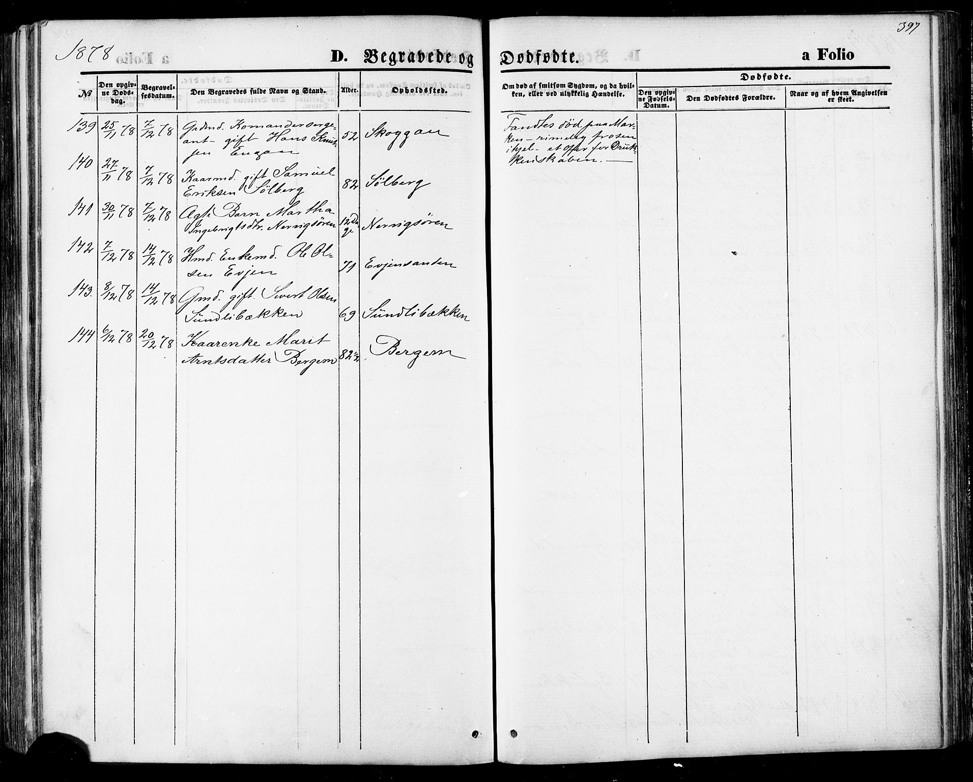 Ministerialprotokoller, klokkerbøker og fødselsregistre - Sør-Trøndelag, AV/SAT-A-1456/668/L0807: Parish register (official) no. 668A07, 1870-1880, p. 397