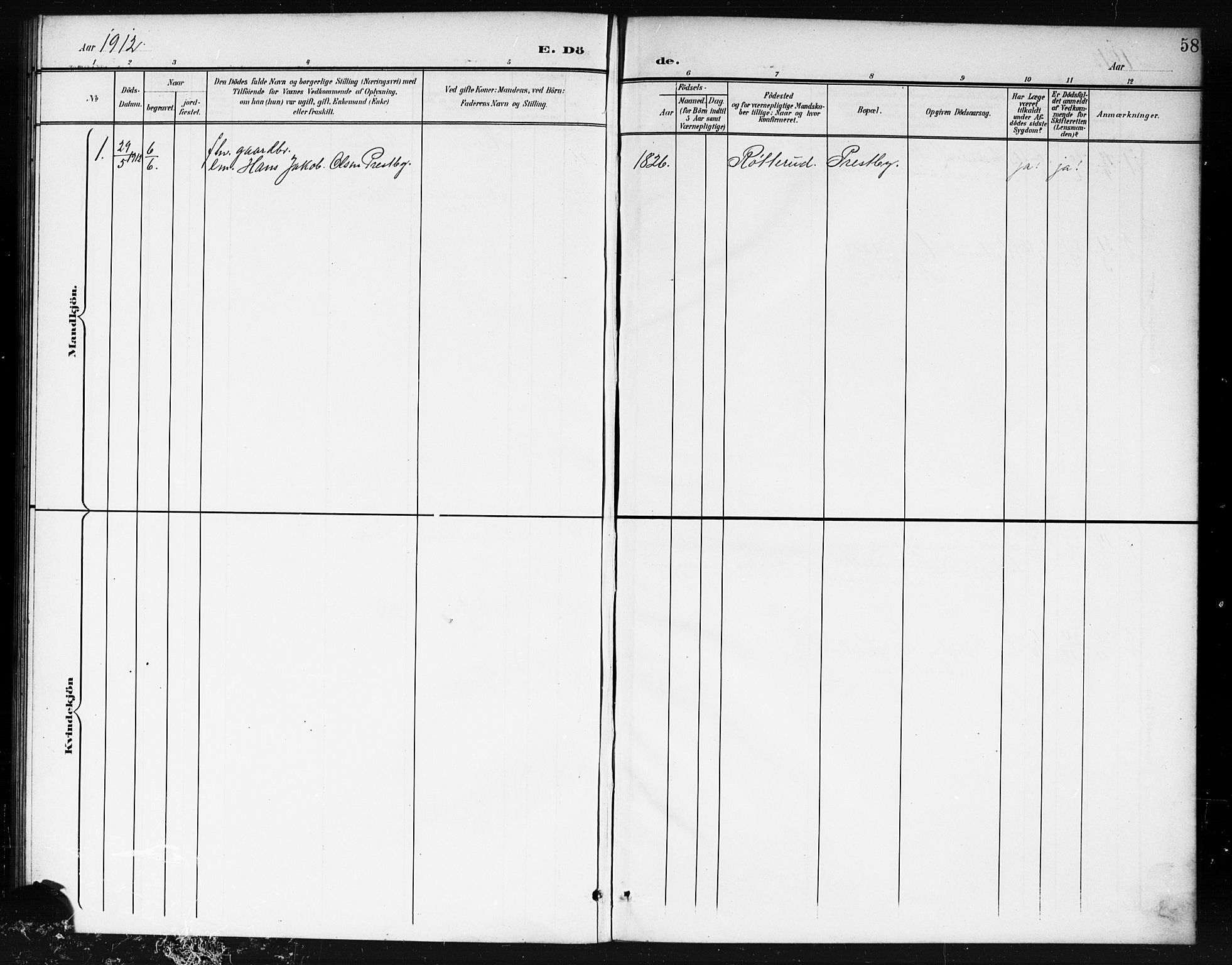 Spydeberg prestekontor Kirkebøker, AV/SAO-A-10924/G/Gc/L0001: Parish register (copy) no. III 1, 1901-1917, p. 58