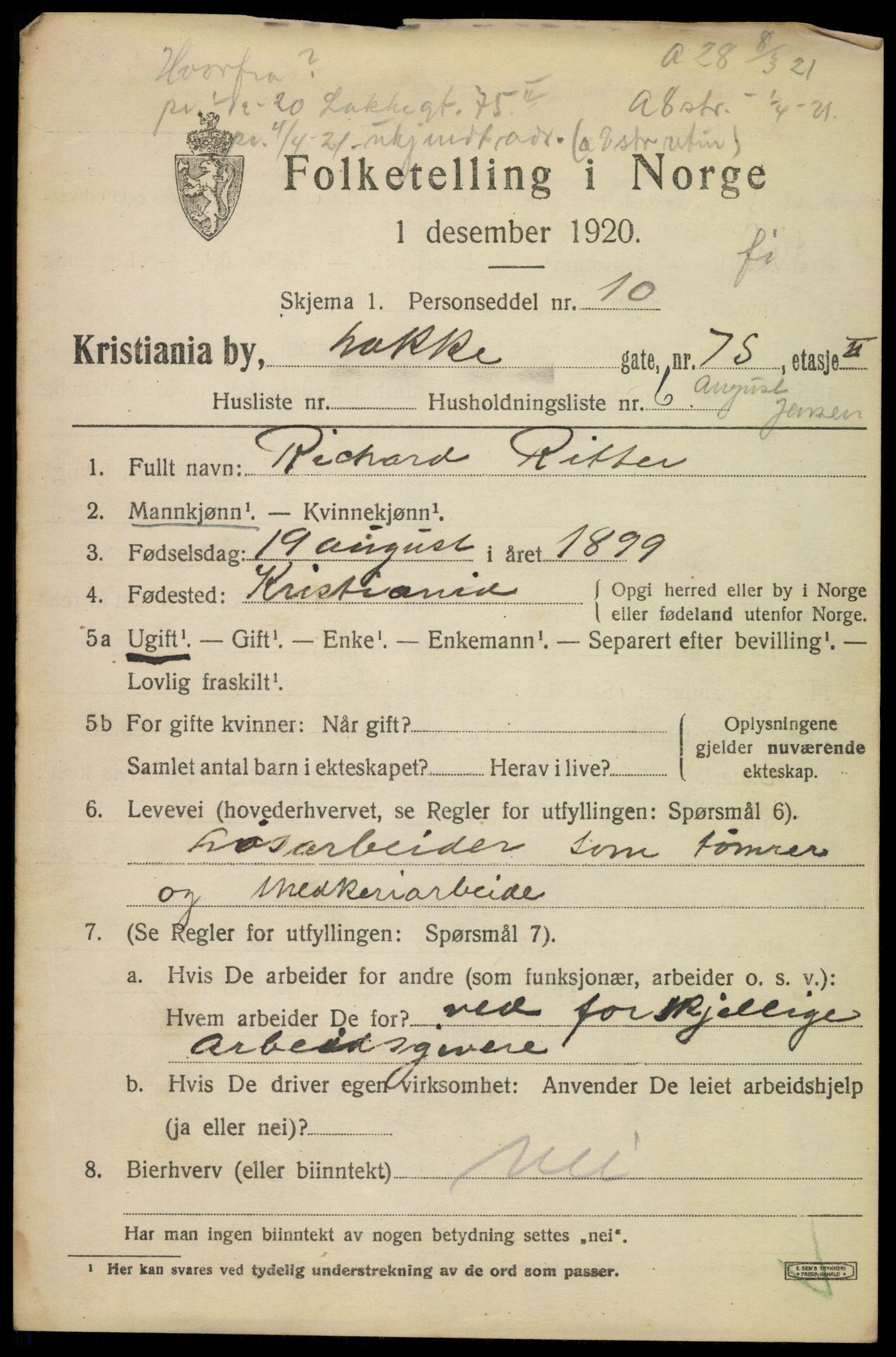 SAO, 1920 census for Kristiania, 1920, p. 357671