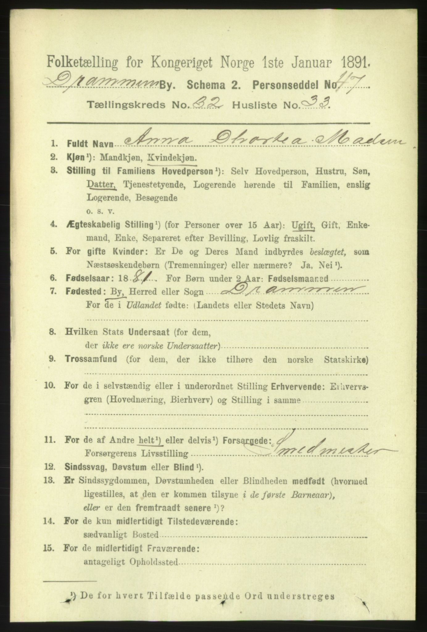 RA, 1891 census for 0602 Drammen, 1891, p. 19730