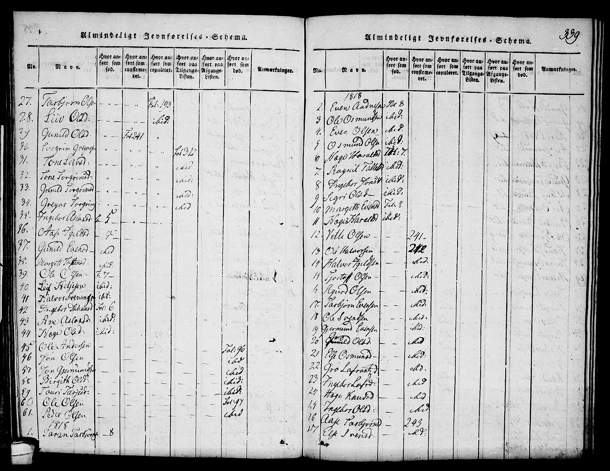 Seljord kirkebøker, SAKO/A-20/F/Fc/L0001: Parish register (official) no. III 1, 1815-1831, p. 339