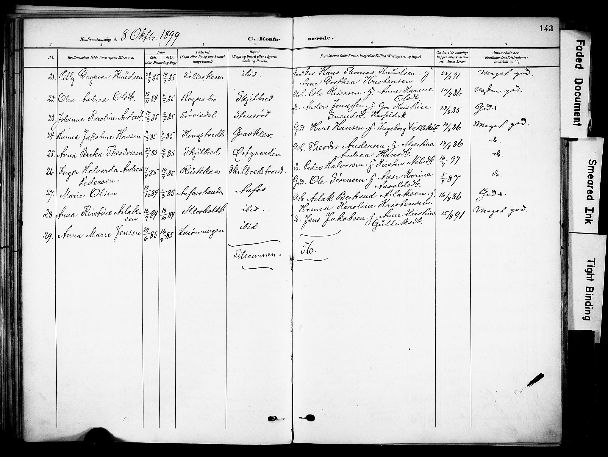 Solum kirkebøker, AV/SAKO-A-306/F/Fa/L0011: Parish register (official) no. I 11, 1898-1909, p. 143