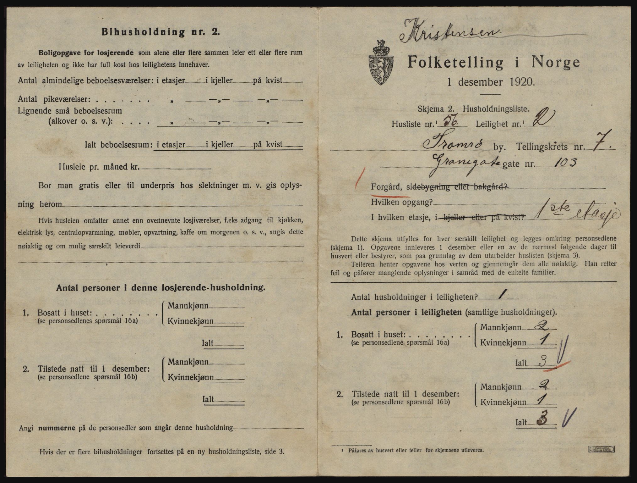 SATØ, 1920 census for Tromsø, 1920, p. 4349