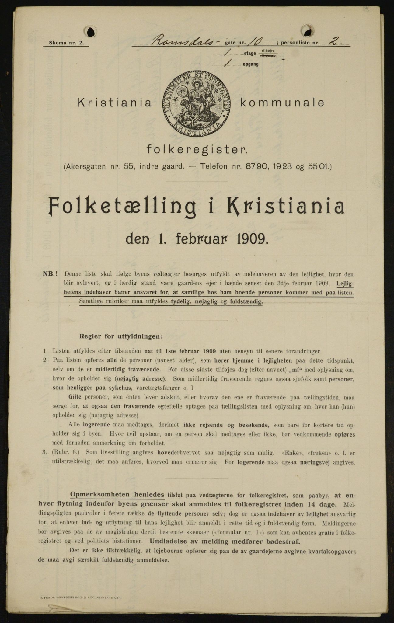 OBA, Municipal Census 1909 for Kristiania, 1909, p. 75565