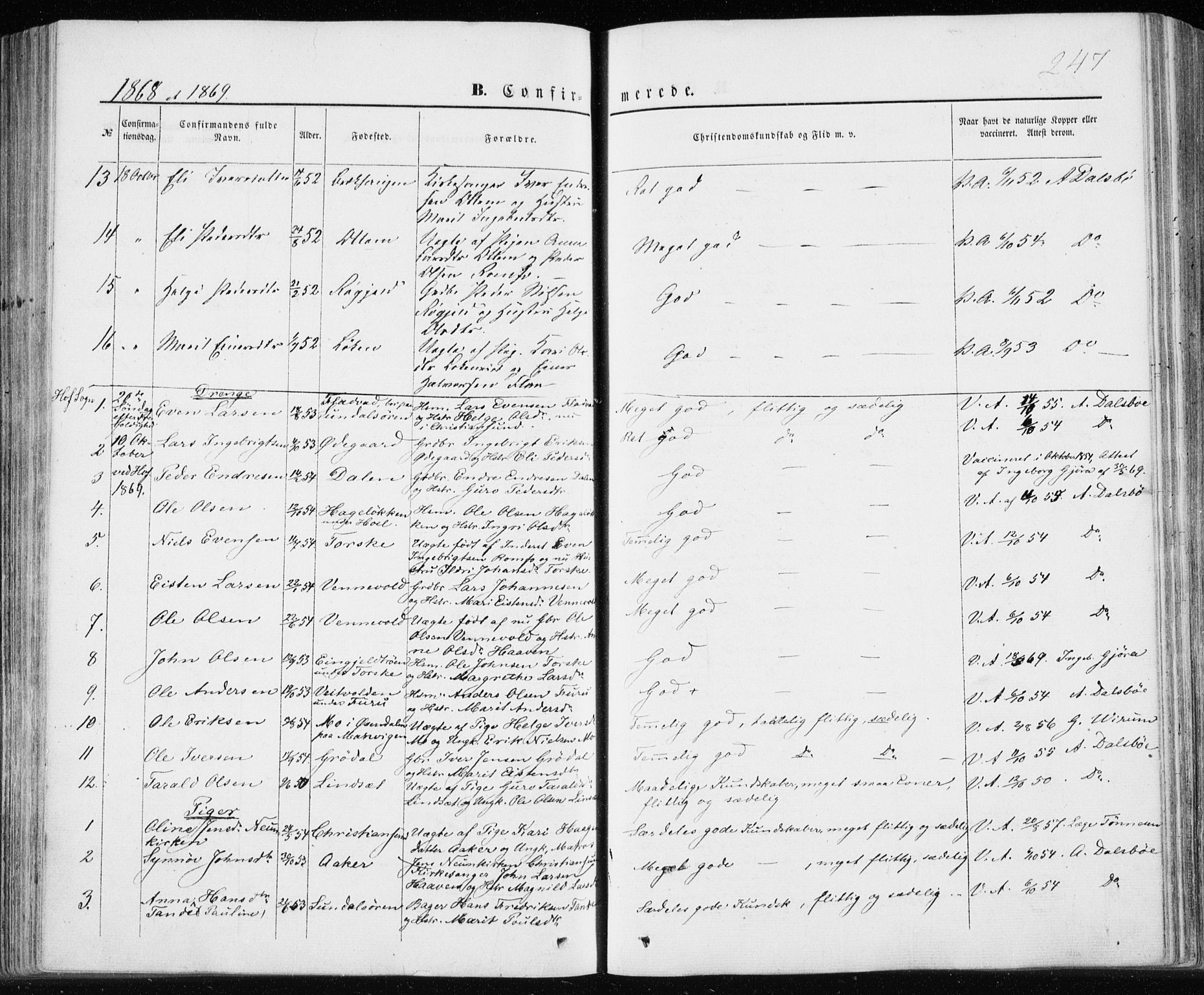 Ministerialprotokoller, klokkerbøker og fødselsregistre - Møre og Romsdal, AV/SAT-A-1454/590/L1013: Parish register (official) no. 590A05, 1847-1877, p. 247