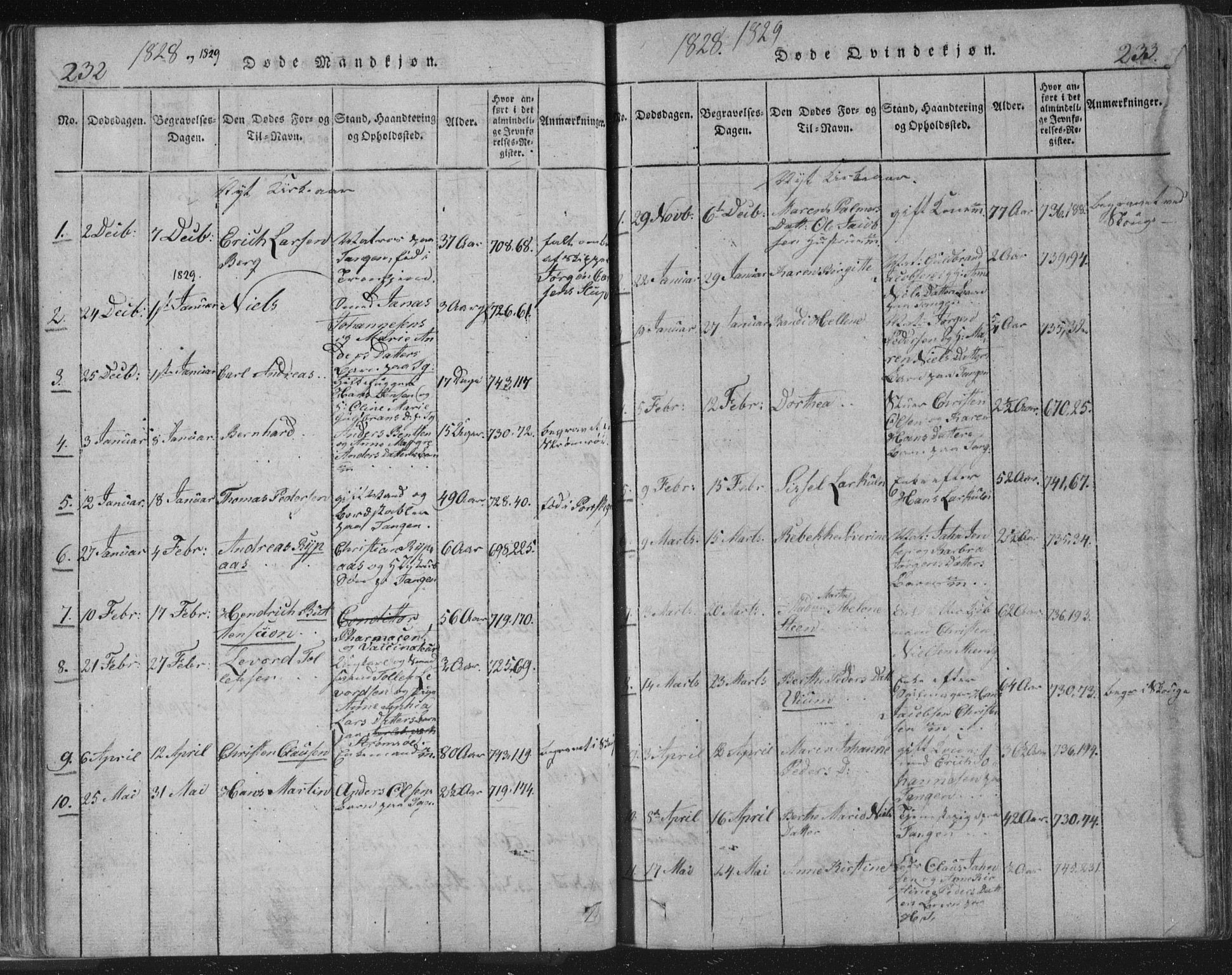 Strømsø kirkebøker, AV/SAKO-A-246/F/Fb/L0004: Parish register (official) no. II 4, 1814-1843, p. 232-233