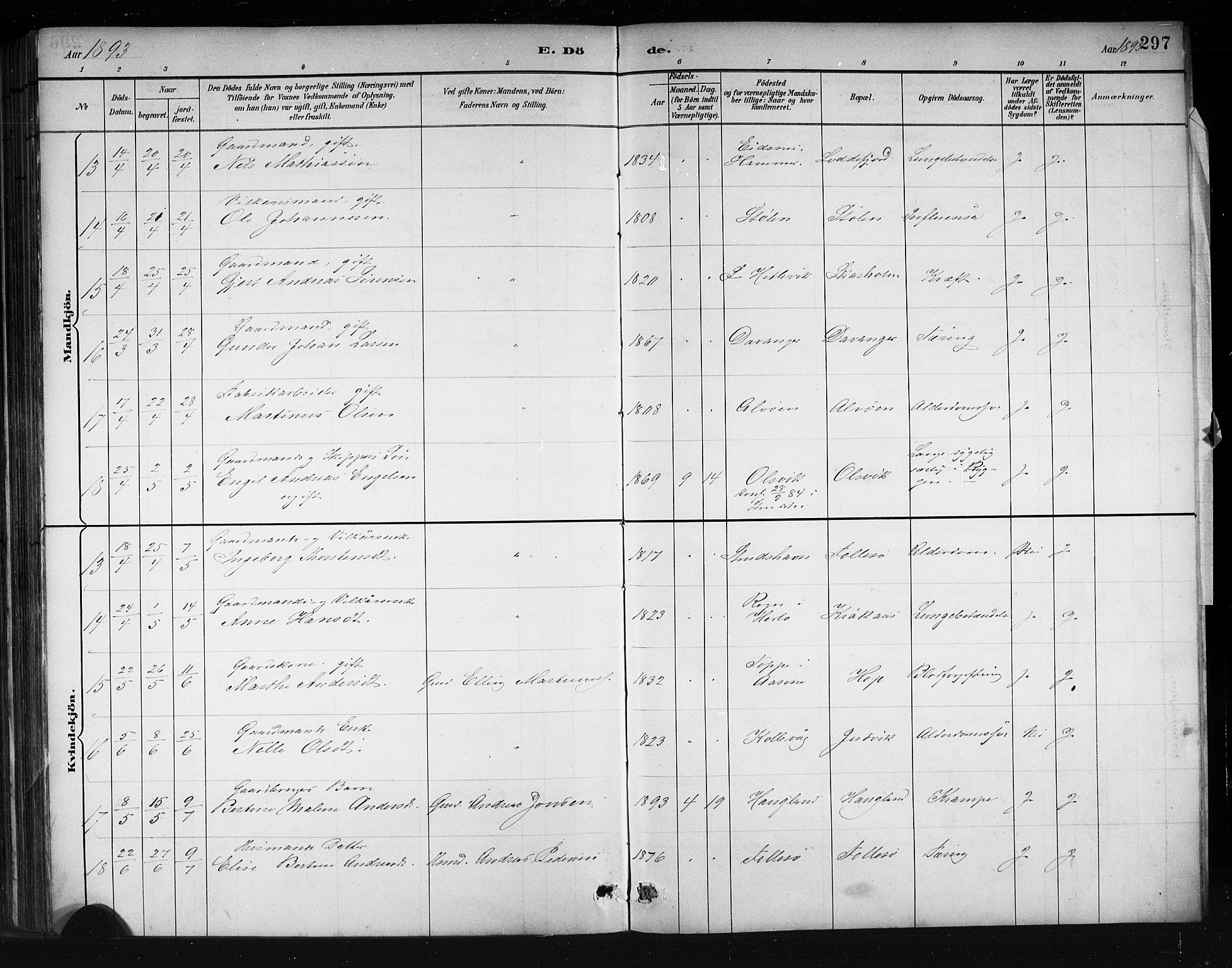 Askøy Sokneprestembete, AV/SAB-A-74101/H/Ha/Hab/Haba/L0008: Parish register (copy) no. A 8, 1882-1893, p. 297